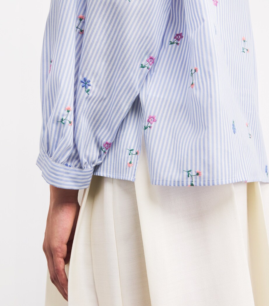 Weekend Max Mara Womens Cotton Embroidered Shirt Light Blue Image 6