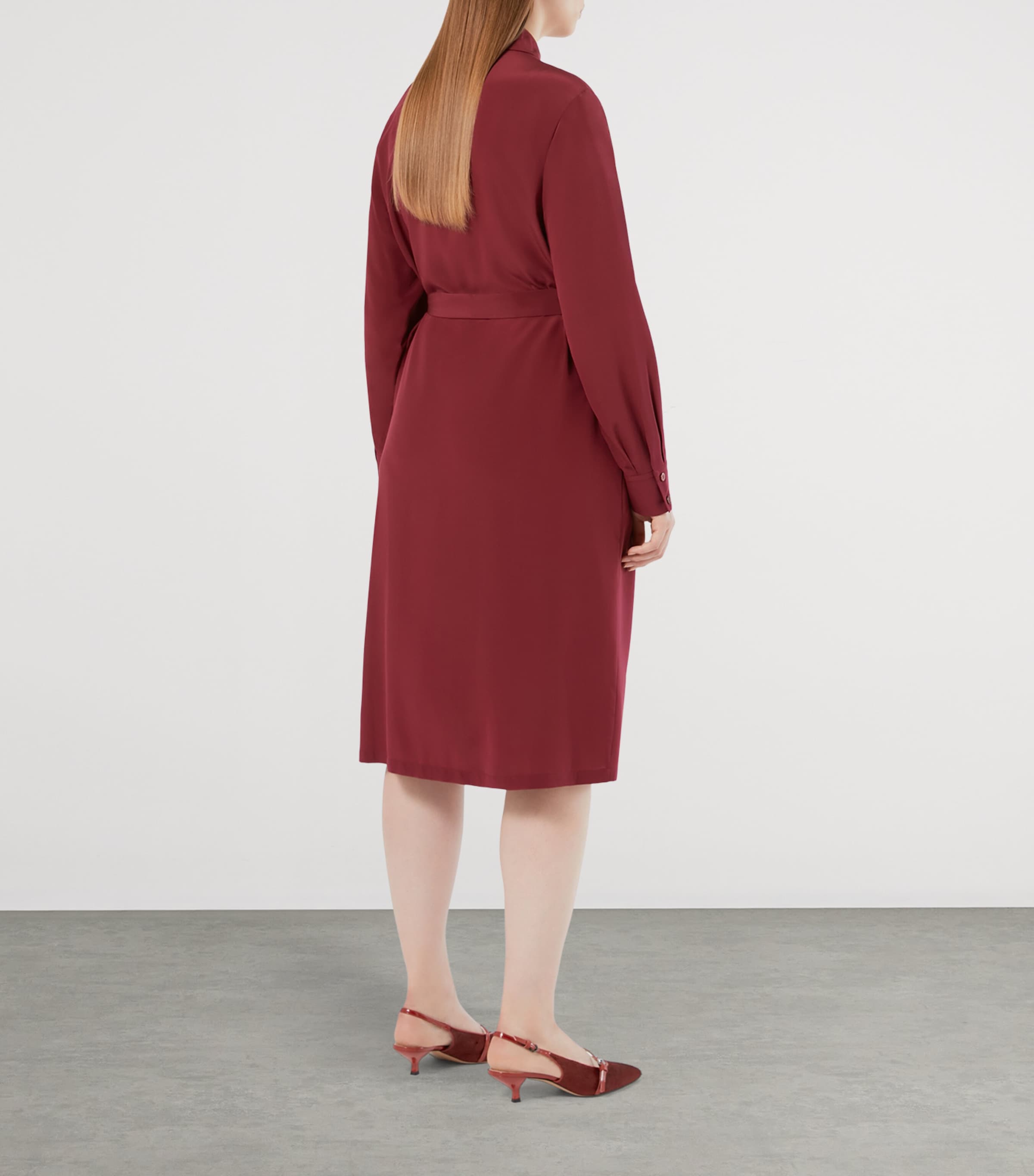Silk Nuccia Shirt Midi Dress BORDEAUX Image 3