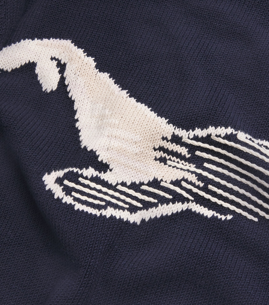 Cotton-Blend Whale-Jacquard Sweater NAVY Image 5