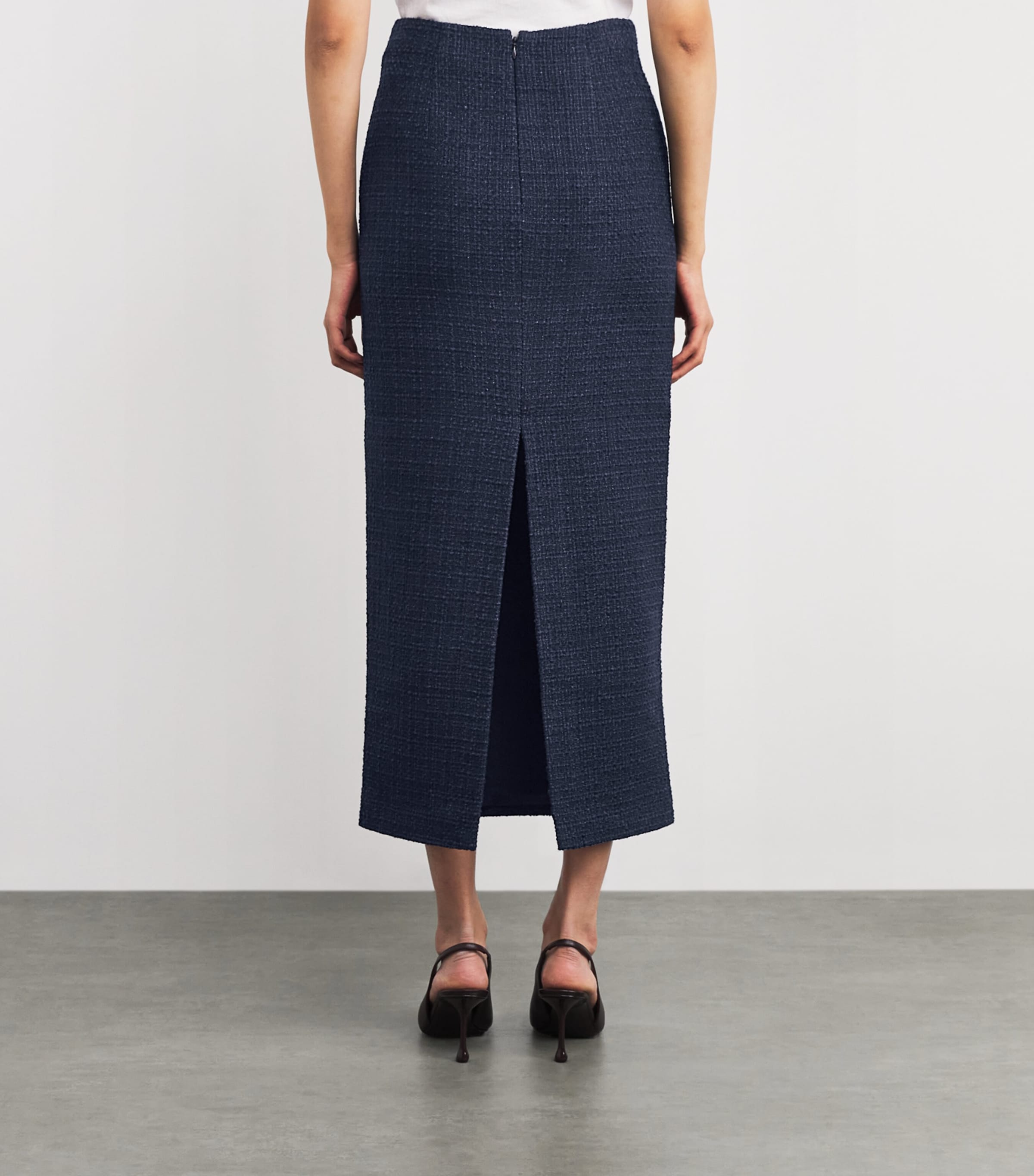 Bouclé Midi Skirt NAVY Image 4
