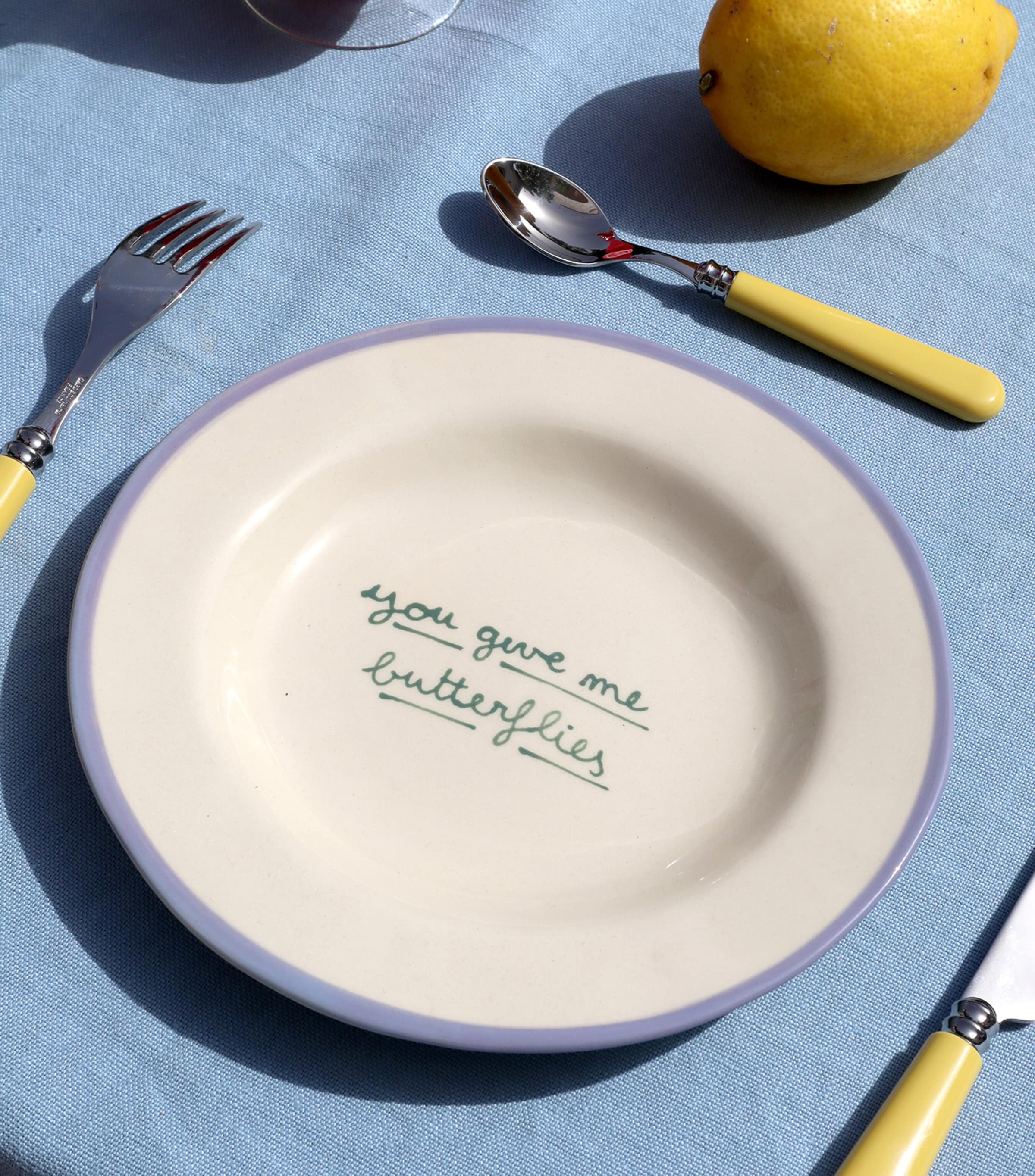 You Give Me Butterflies Dessert Plate (22cm) LILAC AND GREEN Image 2