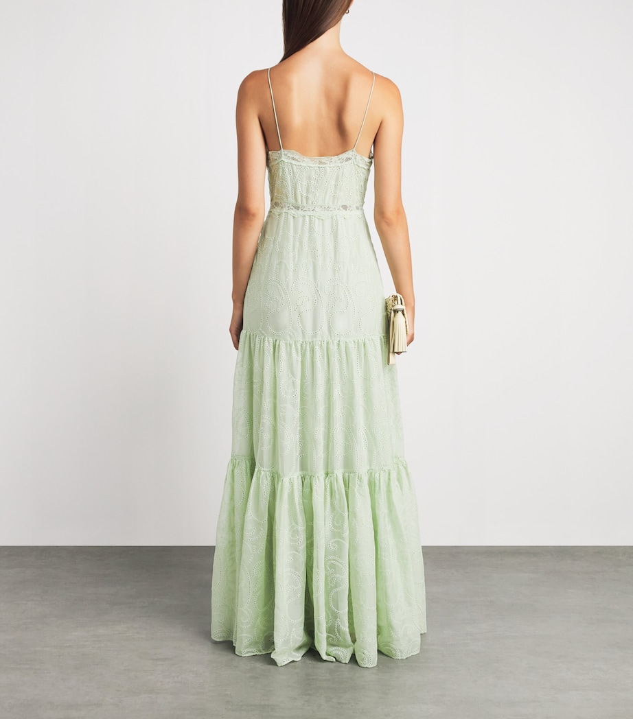 Alice+Olivia Womens Lace-Trim Nicky Maxi Dress Light Sage Image 4