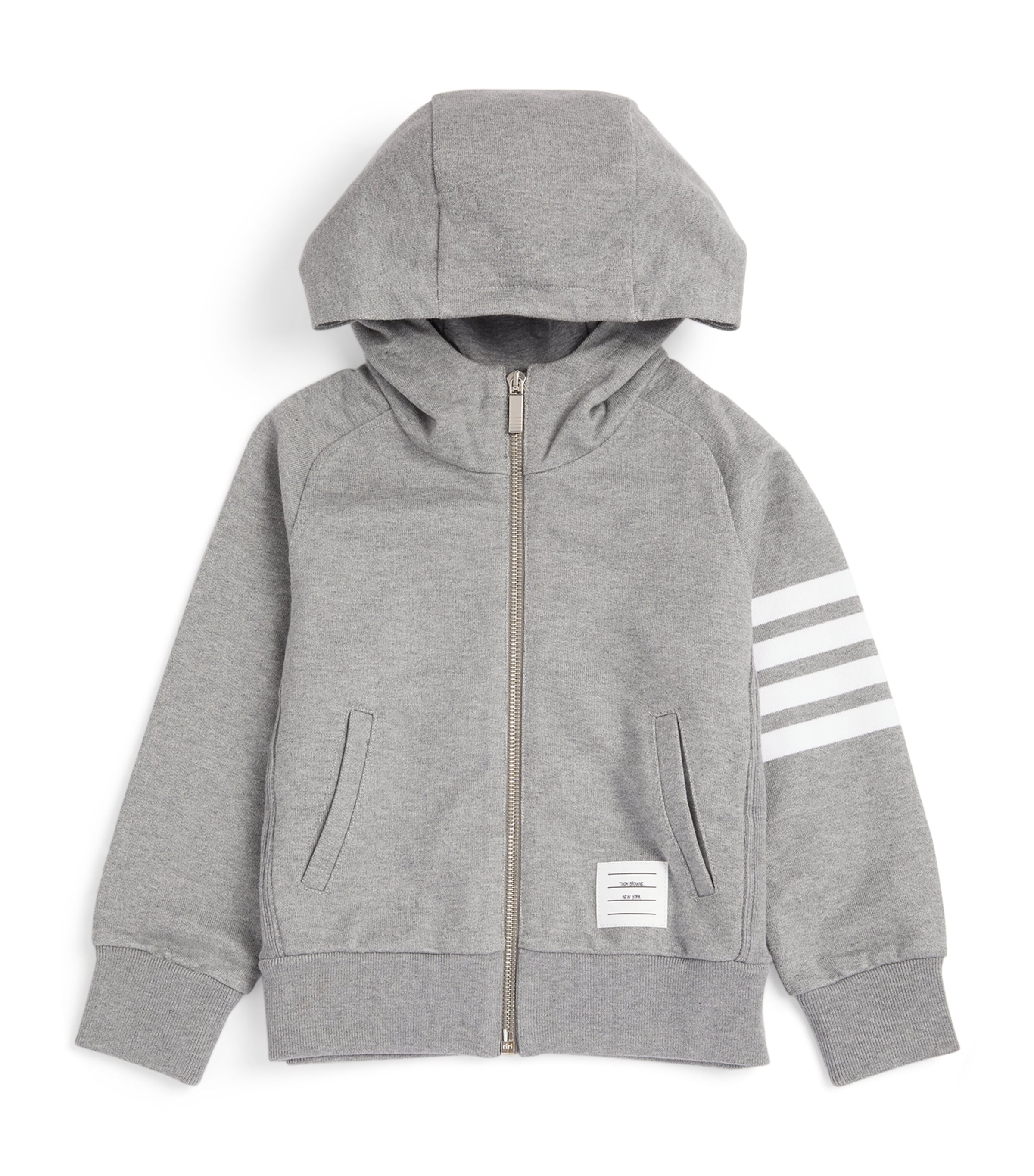 Shop Thom Browne 4-bar Zip-up Hoodie In Grey