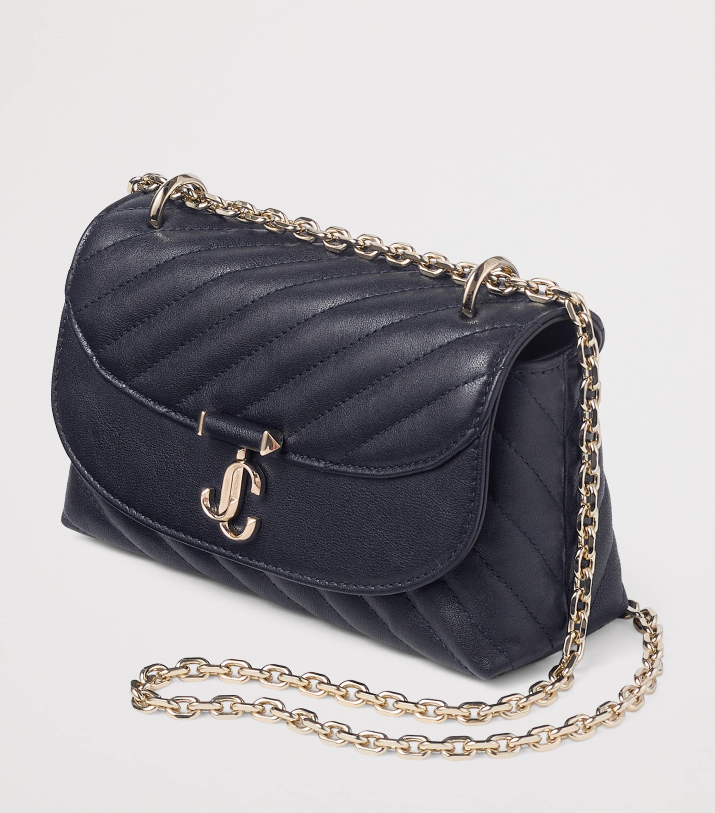 Medium Quilted Leather Curve Cross-Body Bag MARINE/SHINY GOLD Image 2