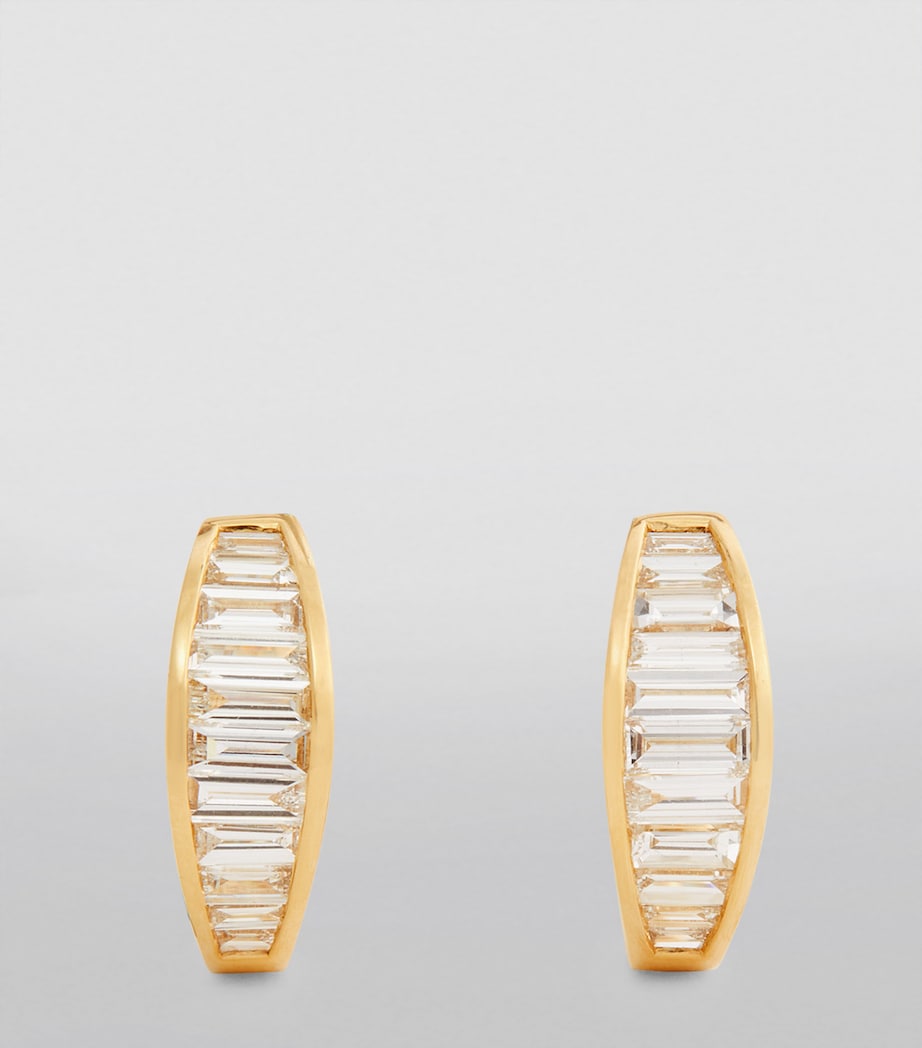Yellow Gold and Diamond Huggie Earrings YELLOW GOLD Image 2