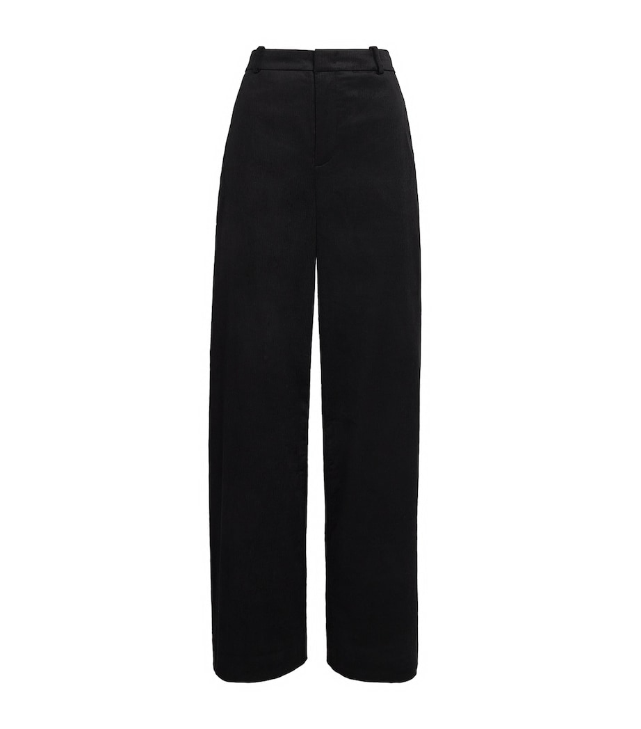 Velvet High-Waist Wide-Leg Trousers 001BLK Image 1