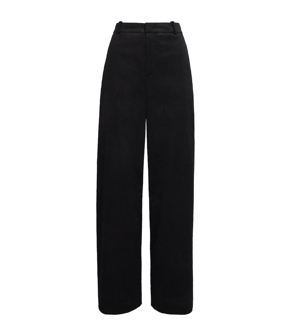Velvet High-Waist Wide-Leg Trousers