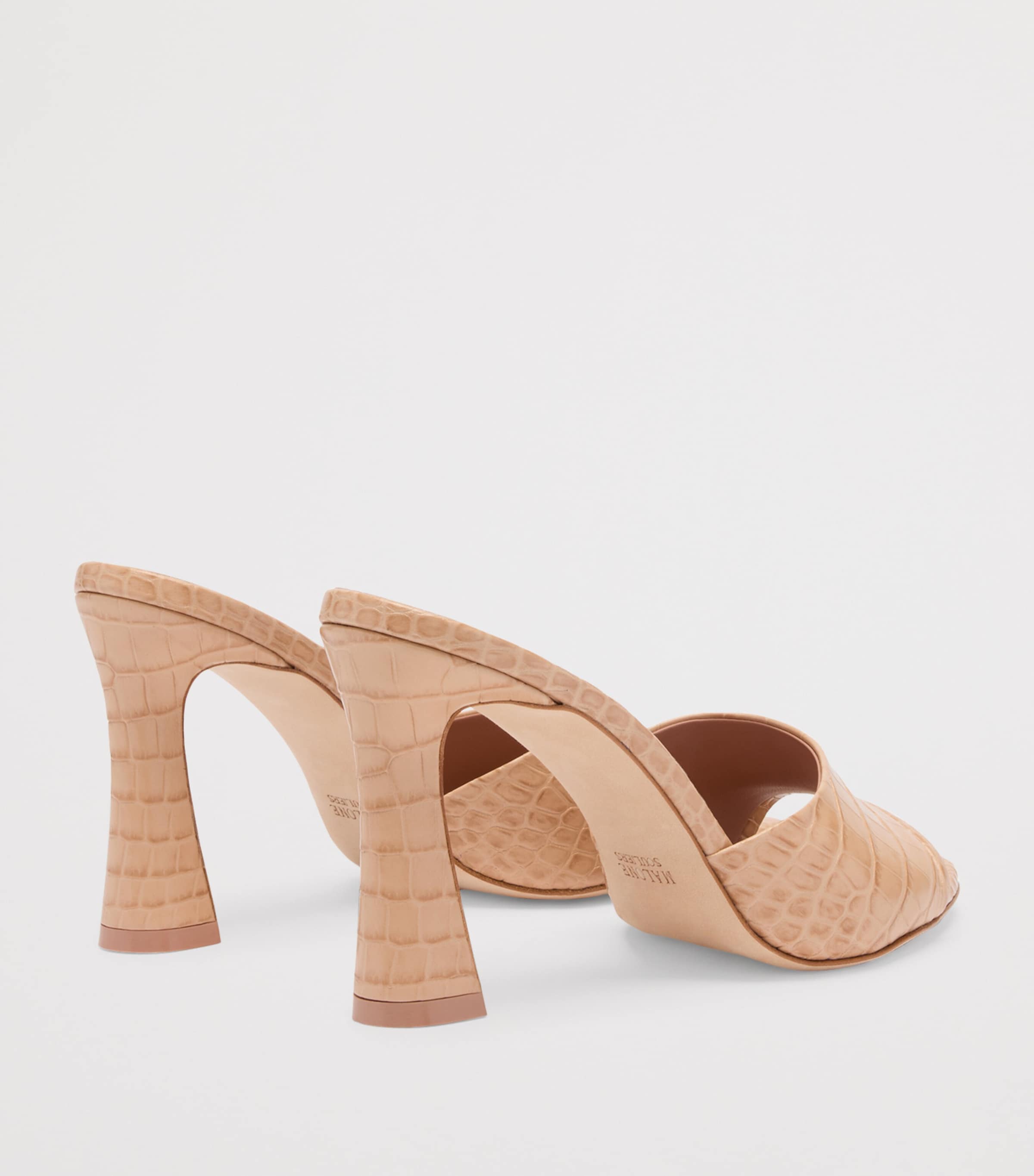 Croc-Embossed Leather Roxanne Heeled Sandals 90 BUFF Image 4