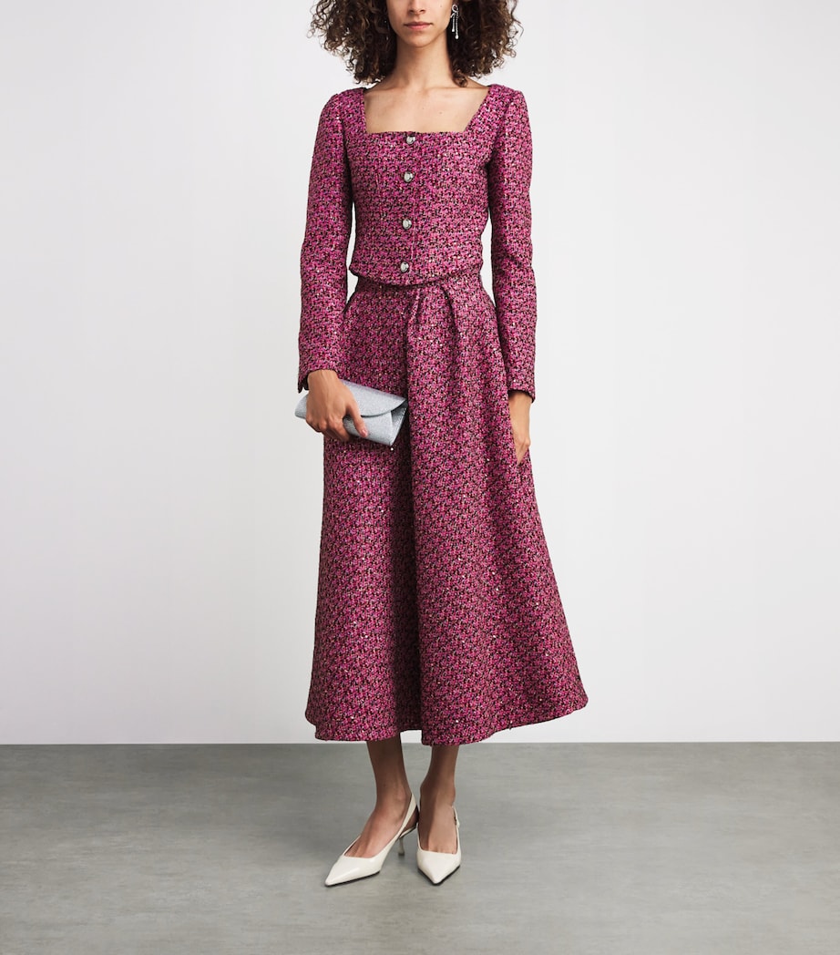 Wool-Blend Tweed Embellished Midi Skirt 1917 PINK-MULTI Image 2