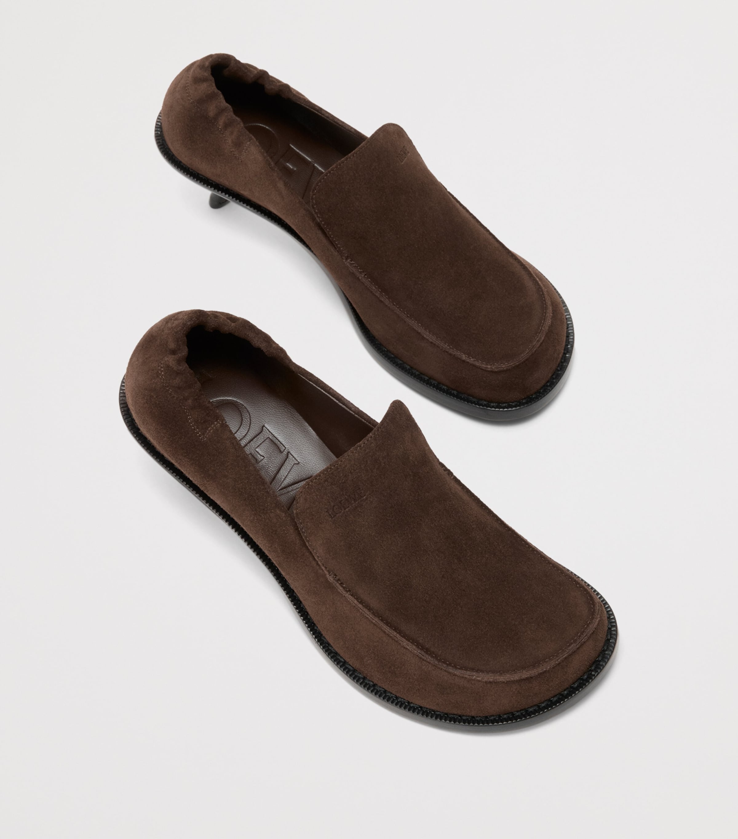 Suede Flex Heeled Loafers 45 DARK BROWN Image 4