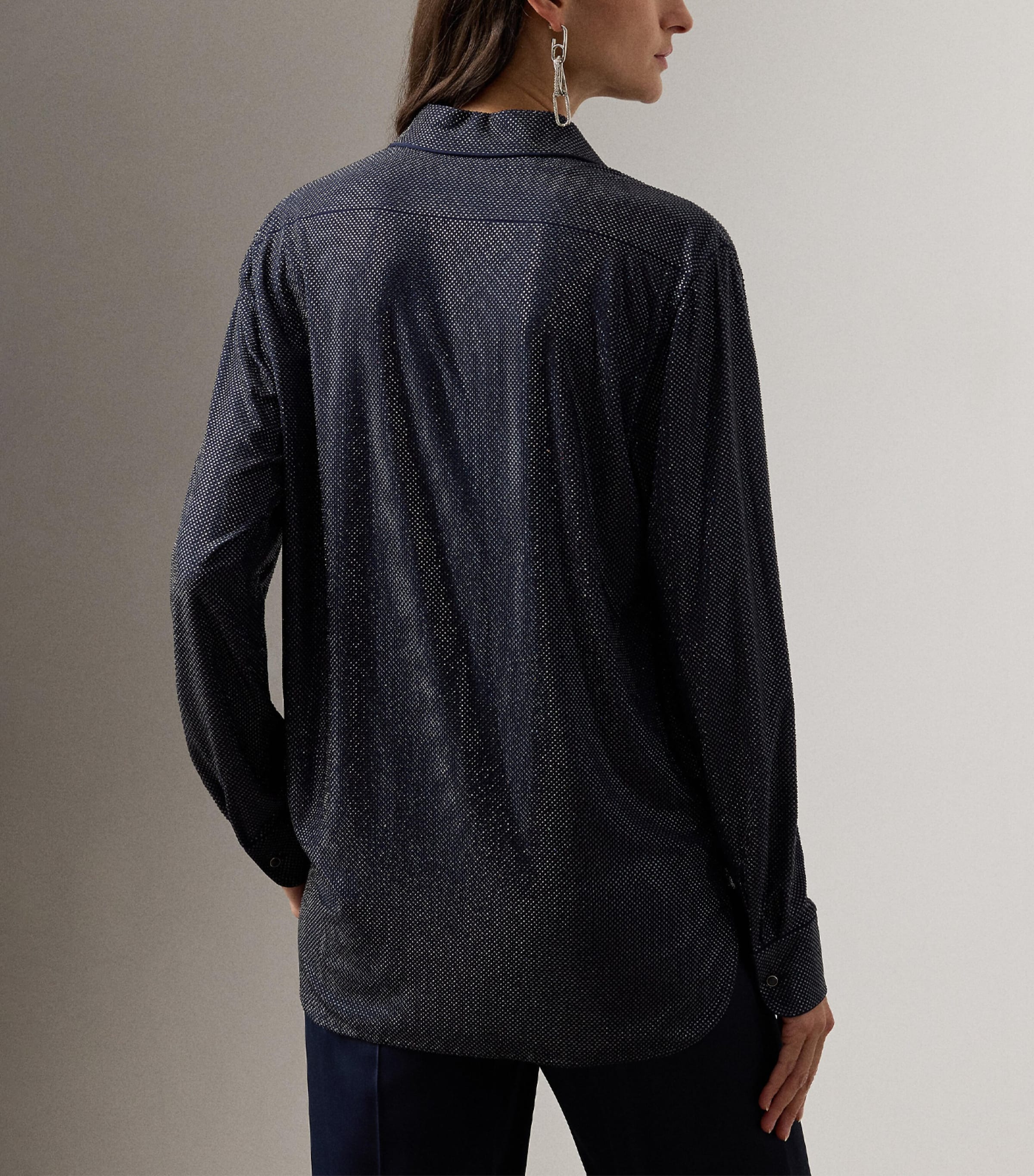 Ralph Lauren Collection Womens Silk Embellished Adrien Shirt Navy Image 3