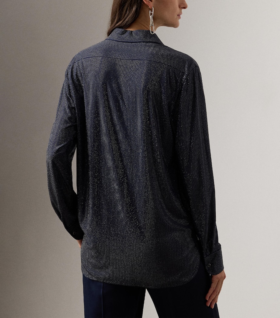 Ralph Lauren Collection Womens Silk Embellished Adrien Shirt Navy Image 3