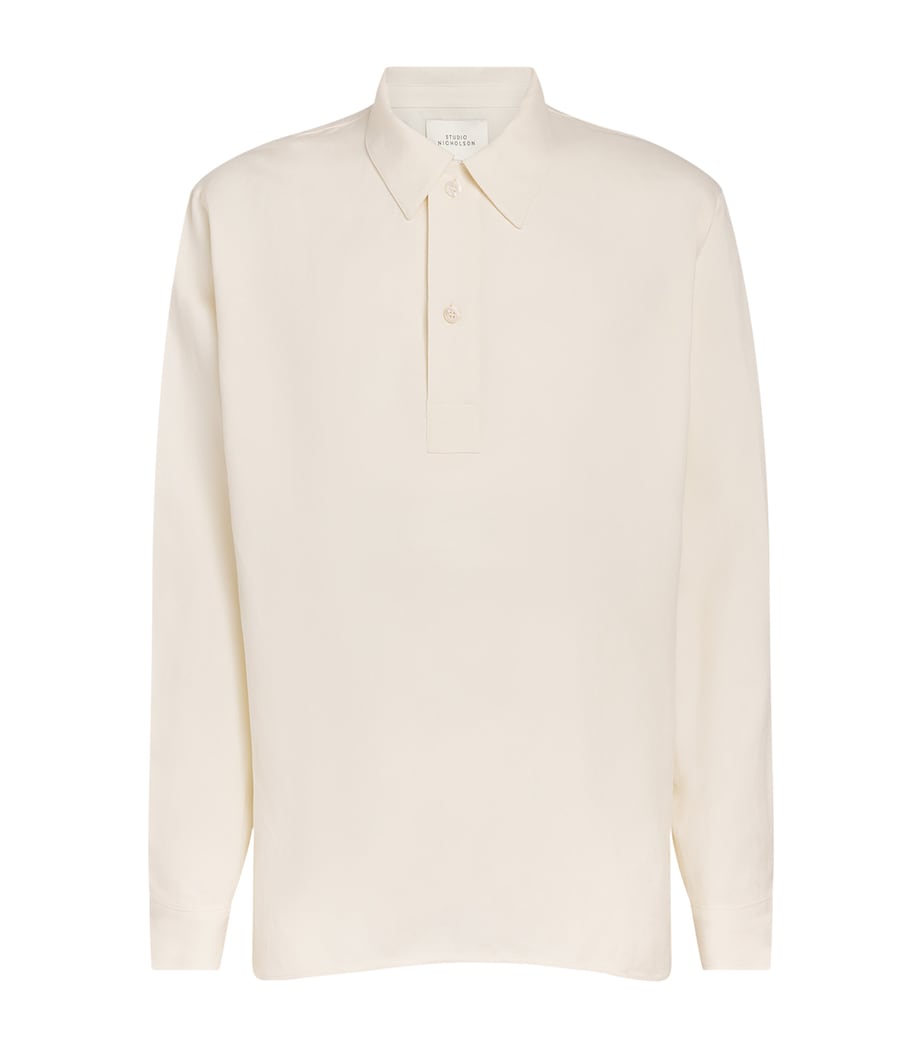 Studio Nicholson Mens Oversized Polo Shirt Chalk Image 1