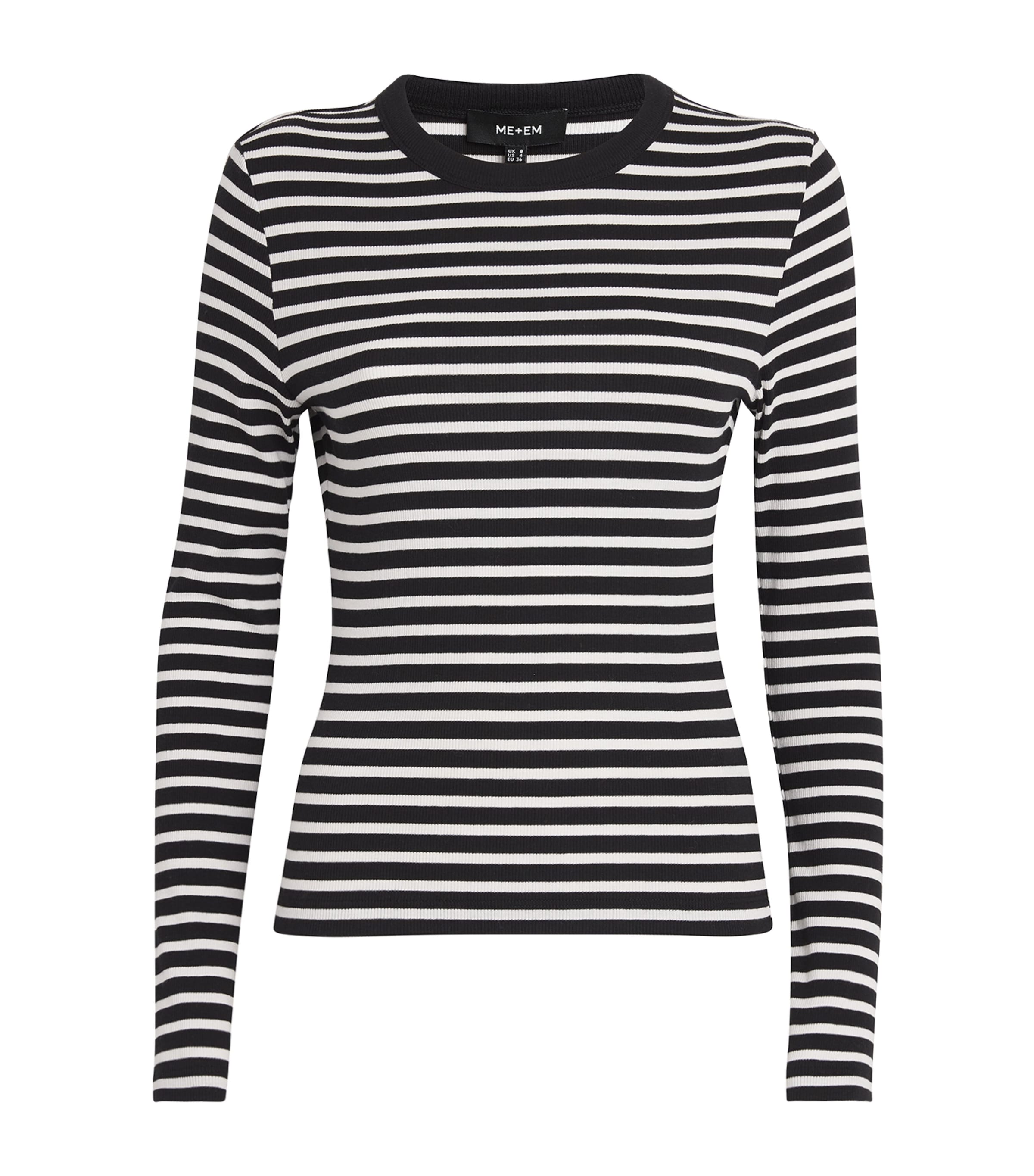 Shop Me+em Striped Long-sleeve T-shirt In Black