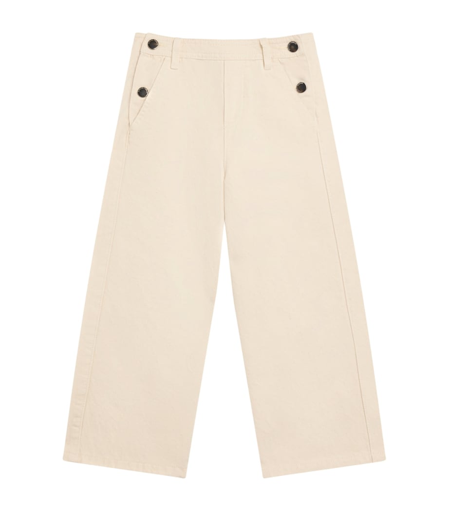 Cotton Fall-Front Trousers (4-14 Years) U0003OFF WHITE Image 1