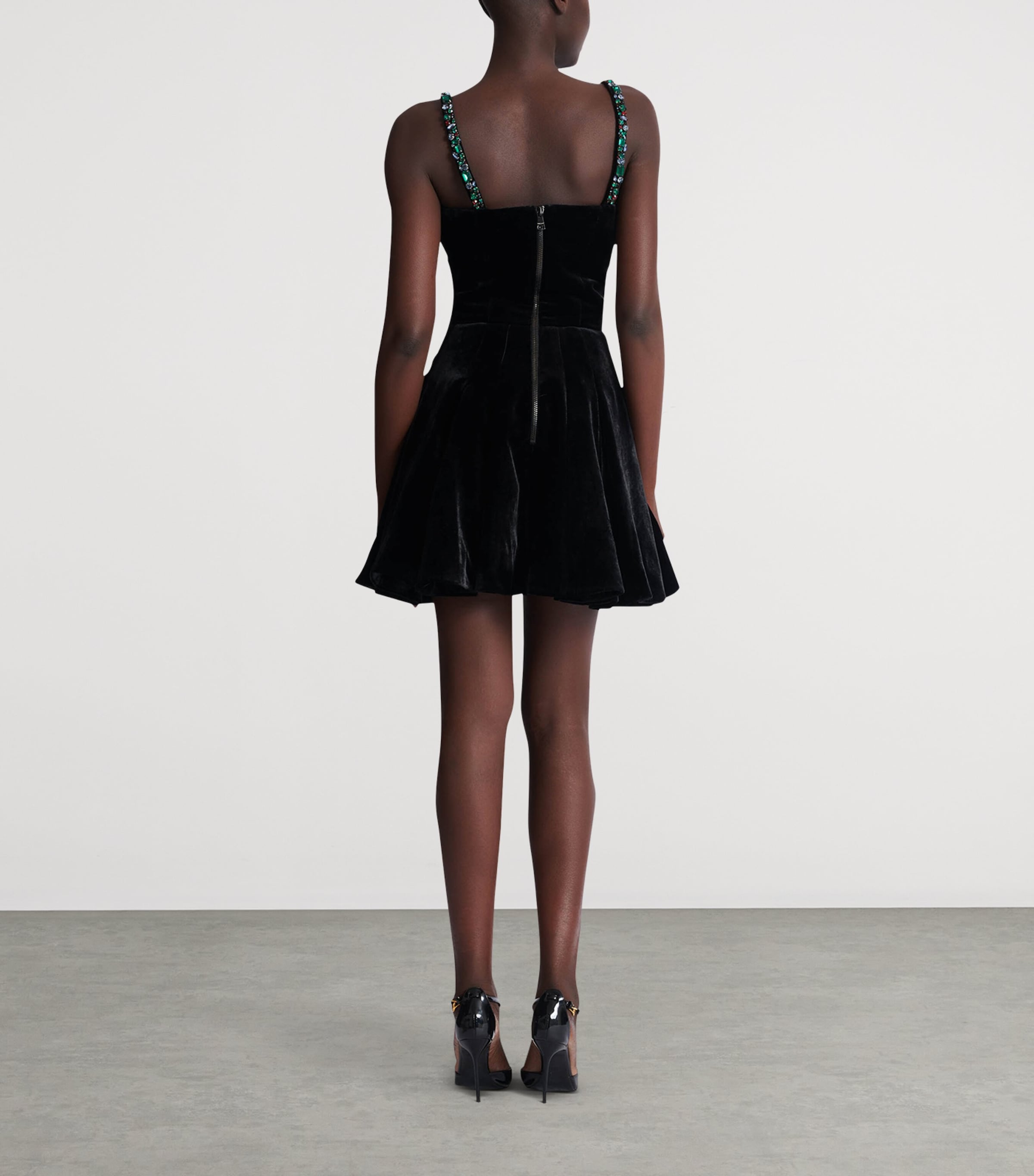 Velvet Embellished Mini Dress EAH NOIR/MULTICO Image 7
