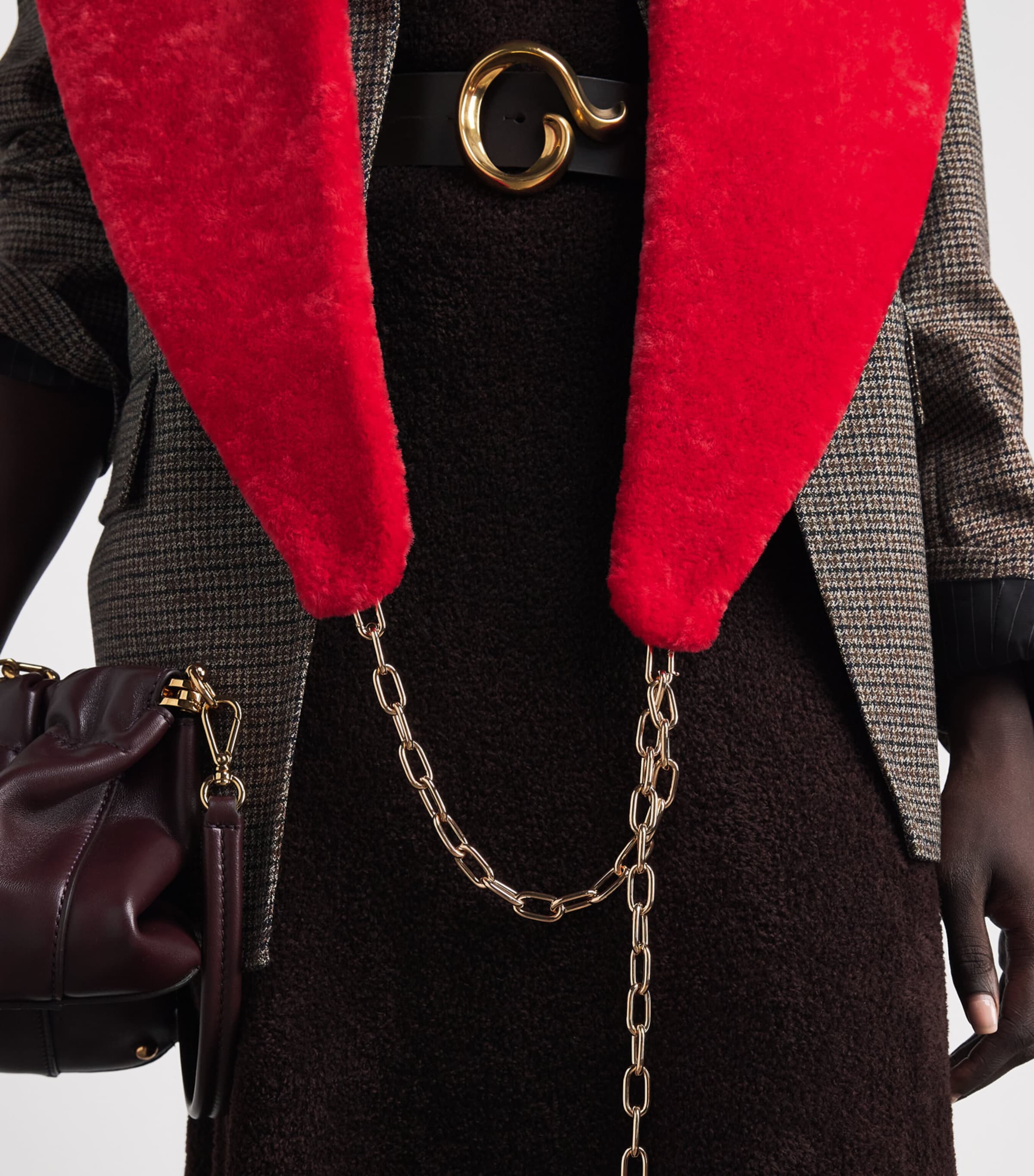 Gabriela Hearst Womens Fur Elliott Coat Collar Red Red Image 2