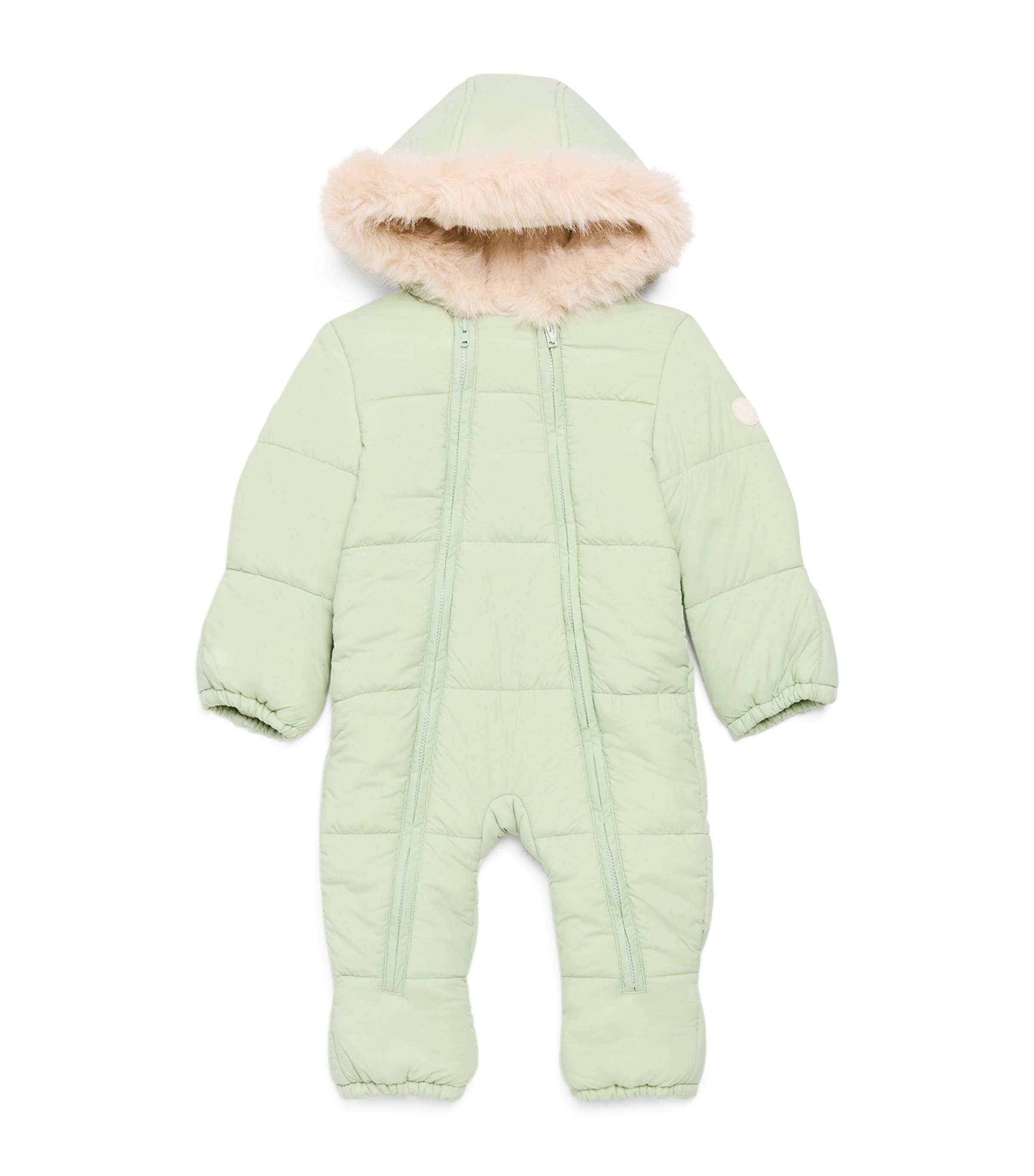 Mori Kids' Faux Fur-trim Padded Snowsuit In Green