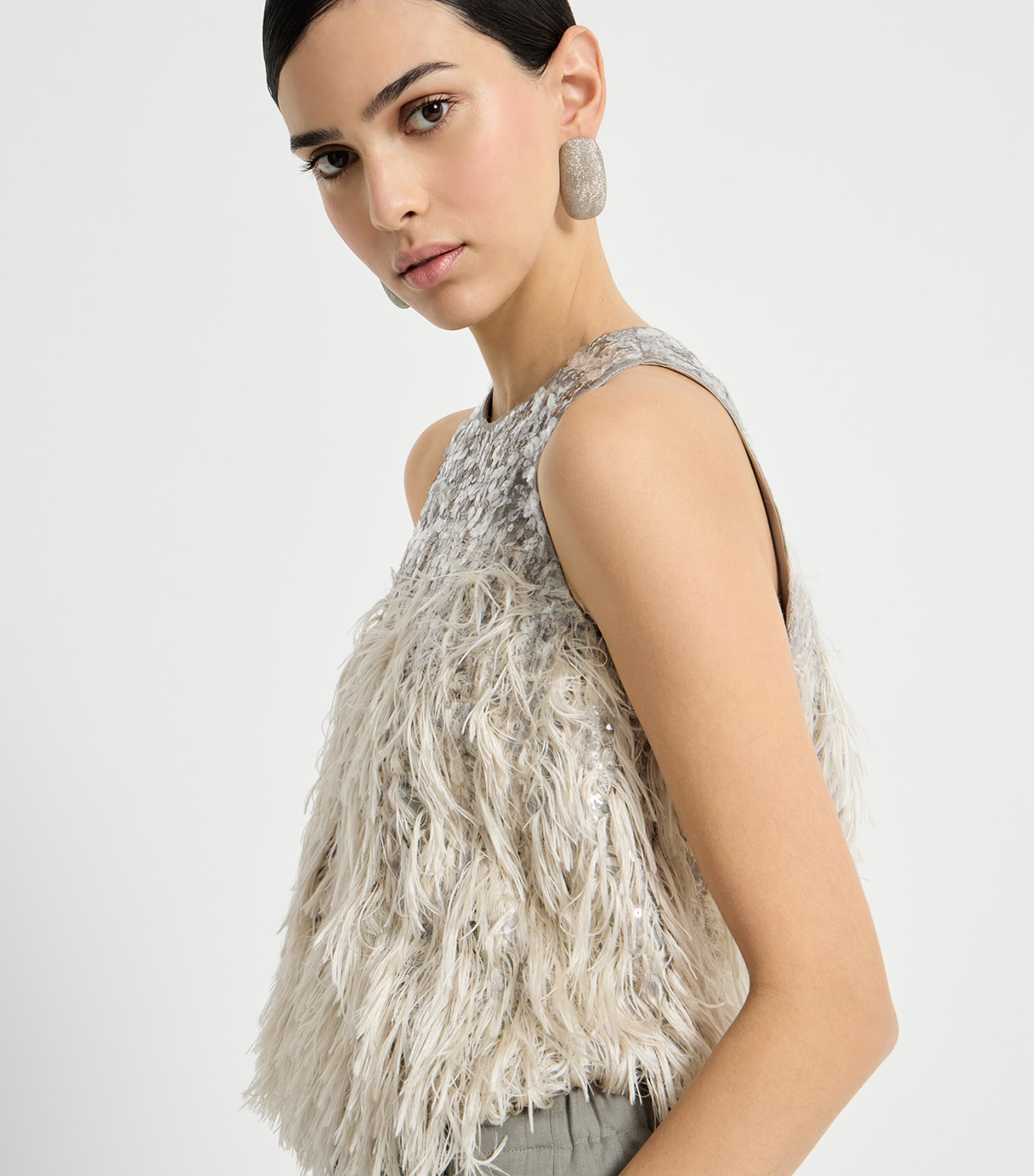 Brunello Cucinelli Womens Dazzling Fil Coupé Top Image 4