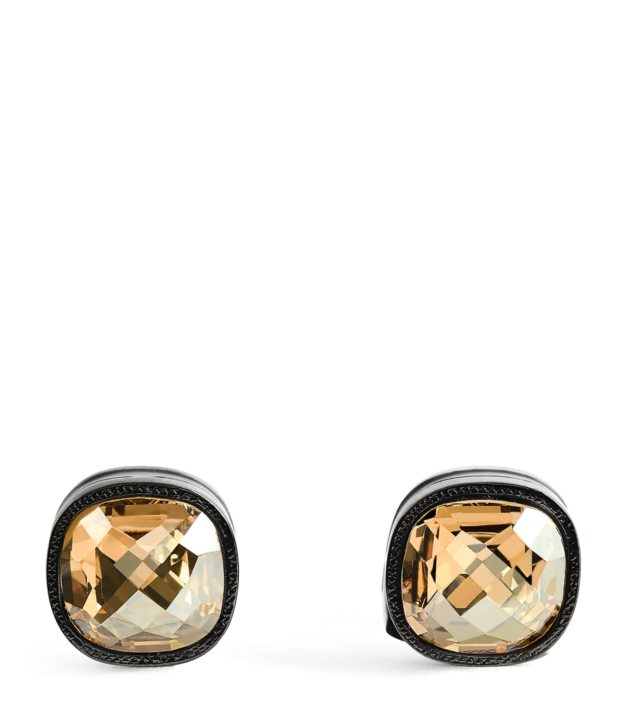 Tateossian Gunmetal Swarovski Crystal Cufflinks In Black