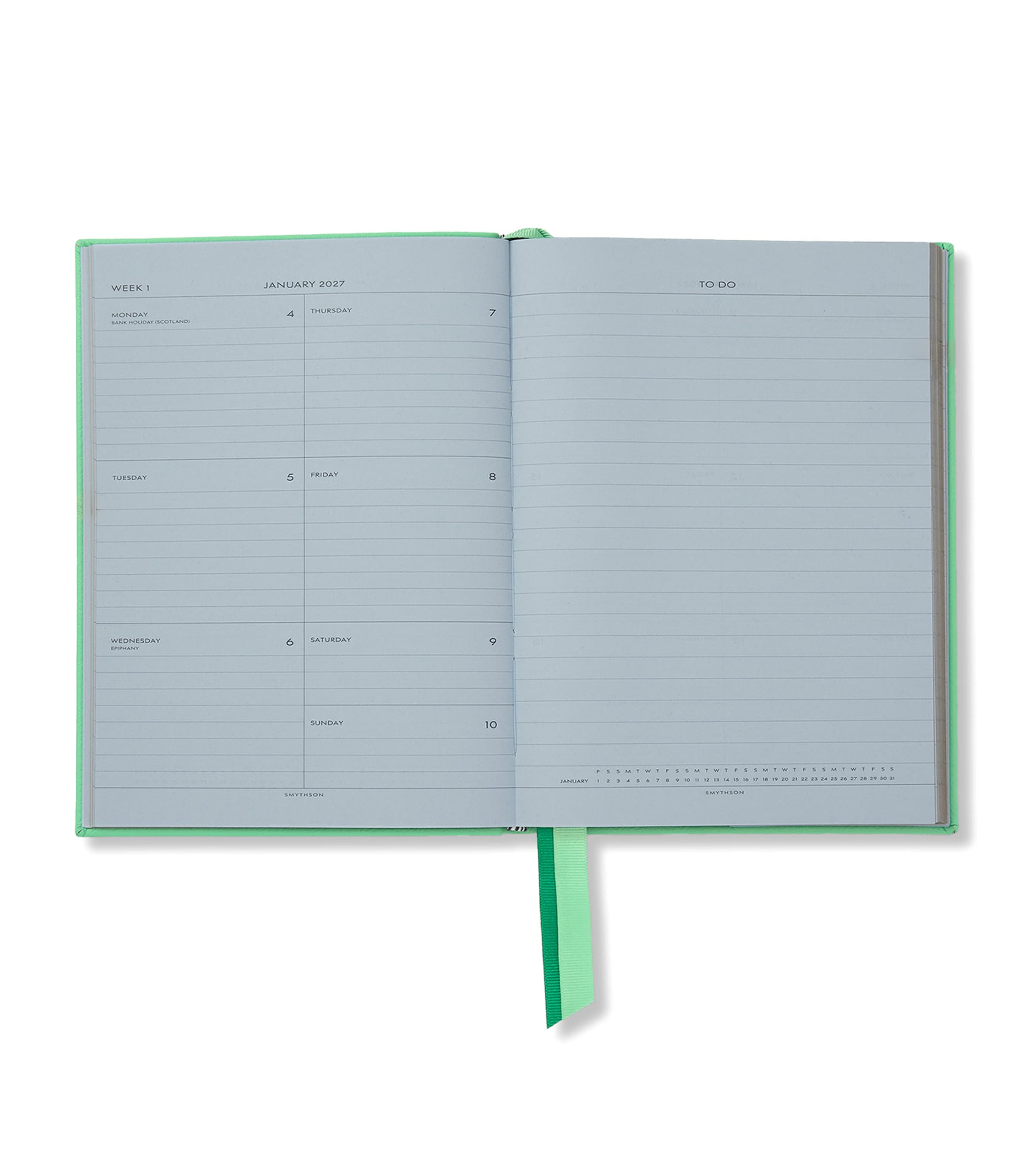 Smythson Leather Soho Weekly Diary 2027 Shamrock Image 2
