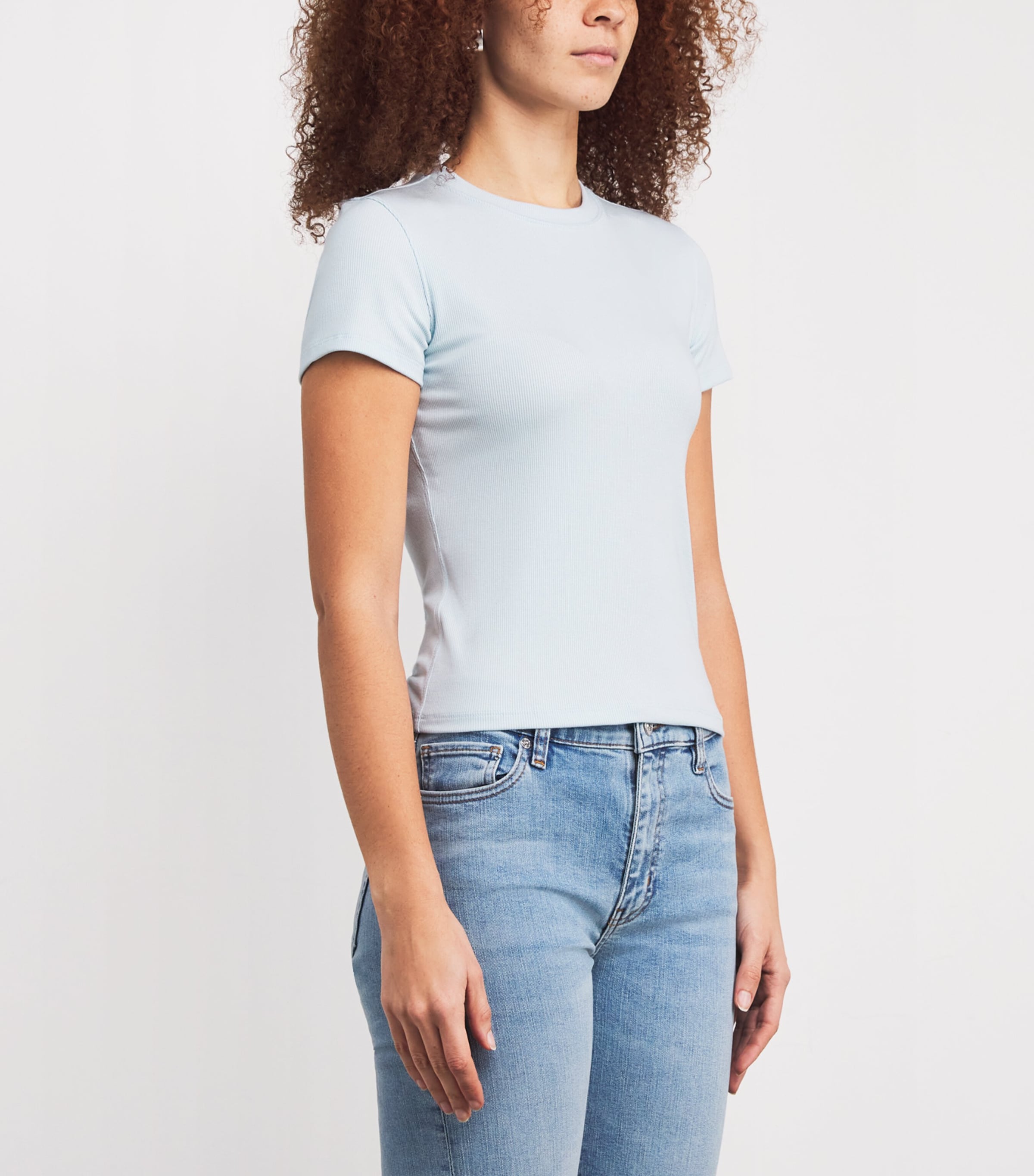 Modal-Blend The Rib T-Shirt SKY BLUE Image 3