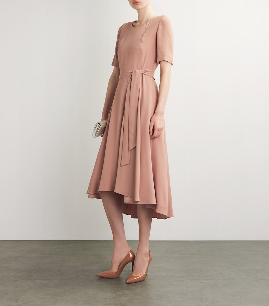 Asymmetric Belted Midi Dress POWDER PINK Image 2