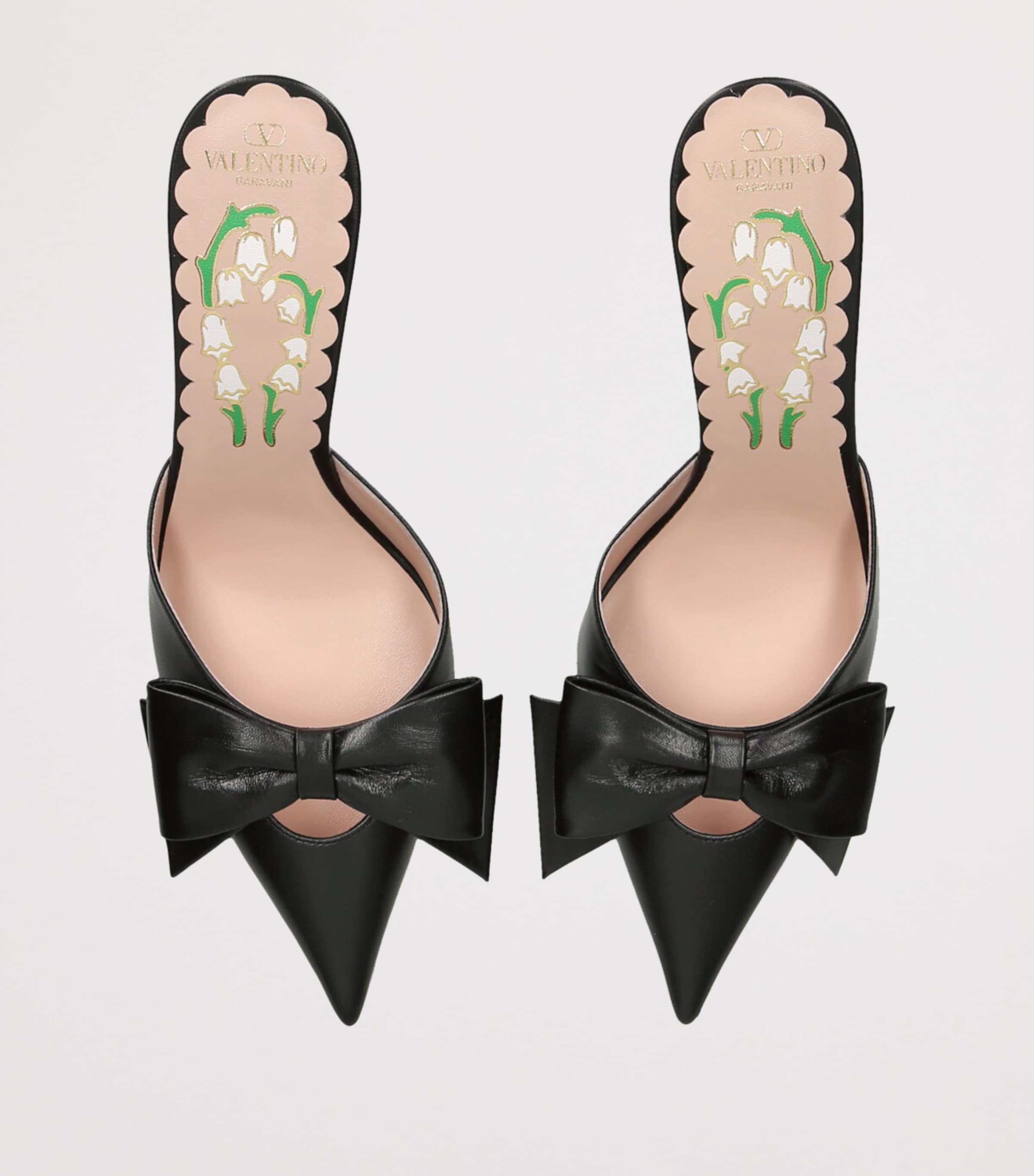 Valentino Garavani Leather Bow-Detail Bowow Mules 85 Black Image 4