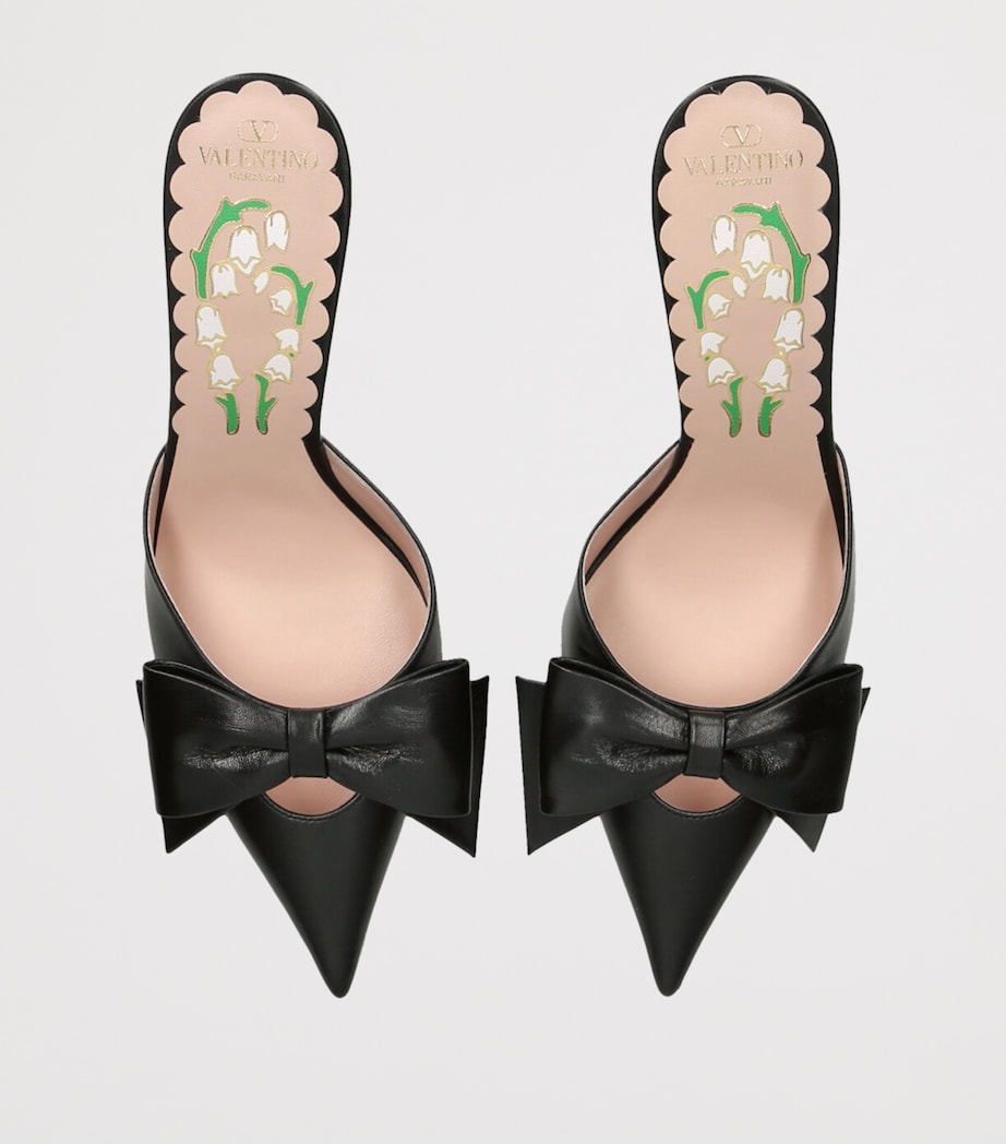 Valentino Garavani Leather Bow-Detail Bowow Mules 85 Black Image 4