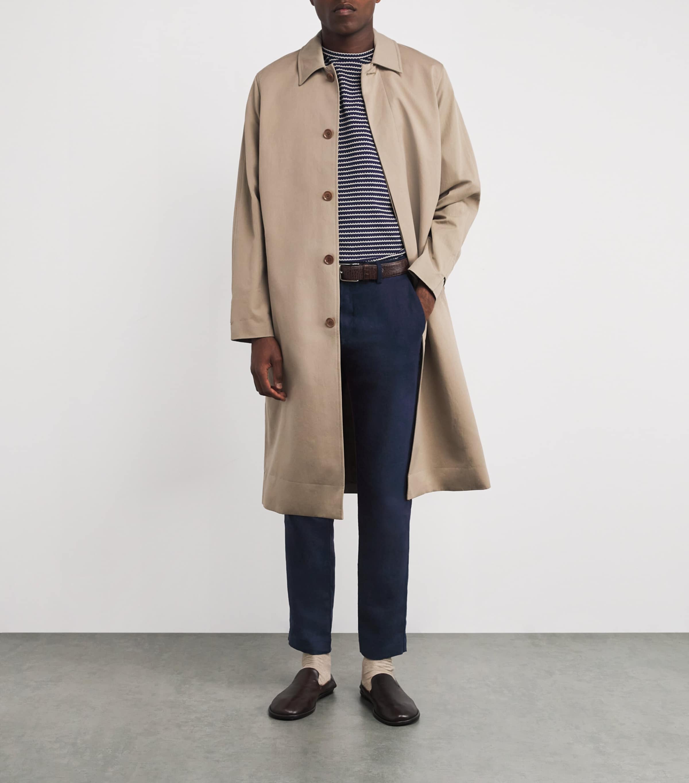 Linen Theo Slim Trousers NAVY  BLUE 200 Image 2