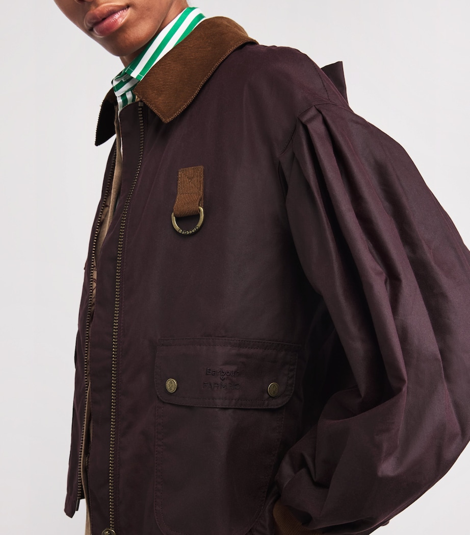 x FARM Rio Waxed Cotton Thais Jacket BRDEAUX/CRM HRT PRNT Image 6