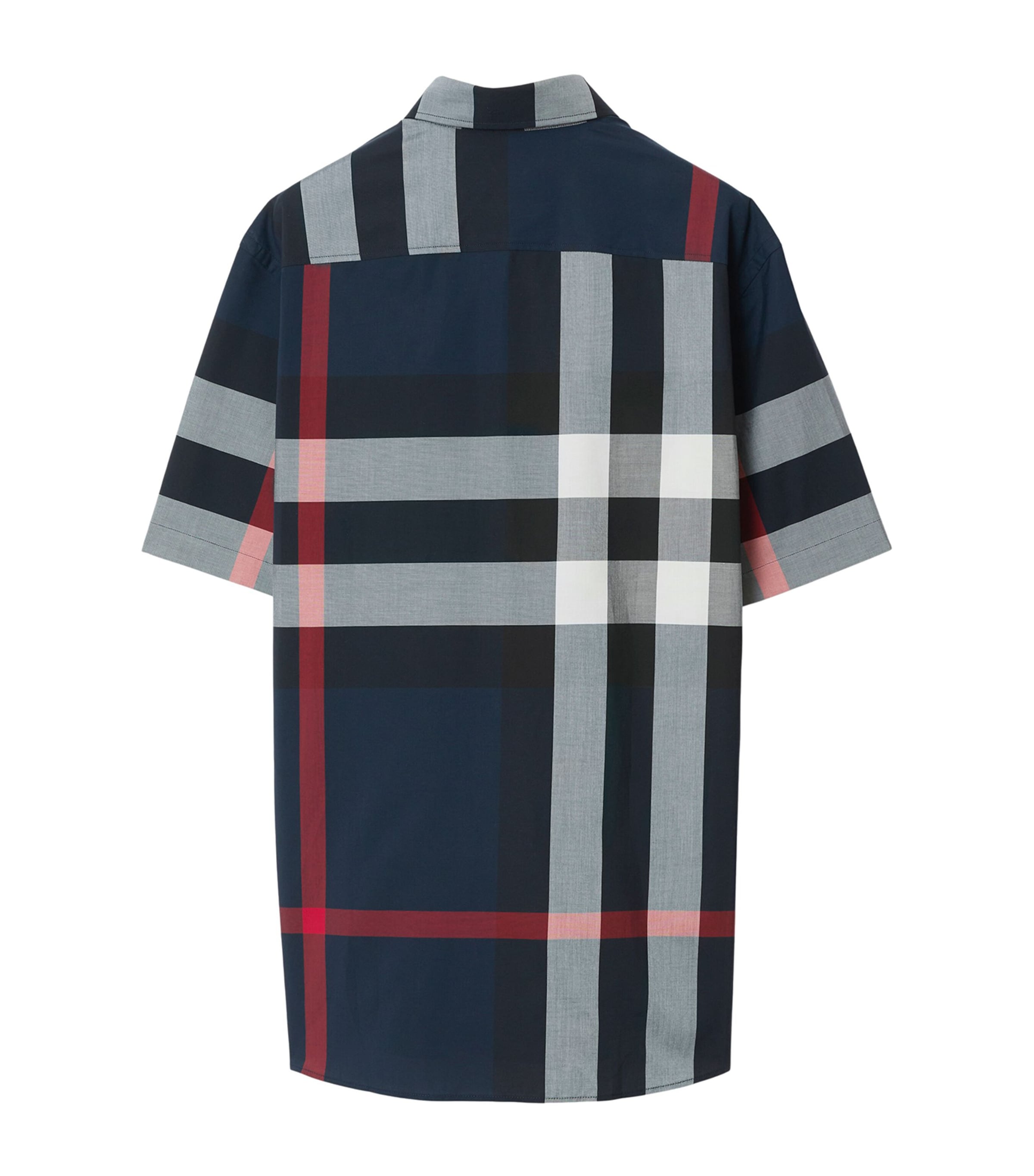 Cotton Enlarged-Check Short-Sleeve Shirt NAVY IP CHECK Image 2