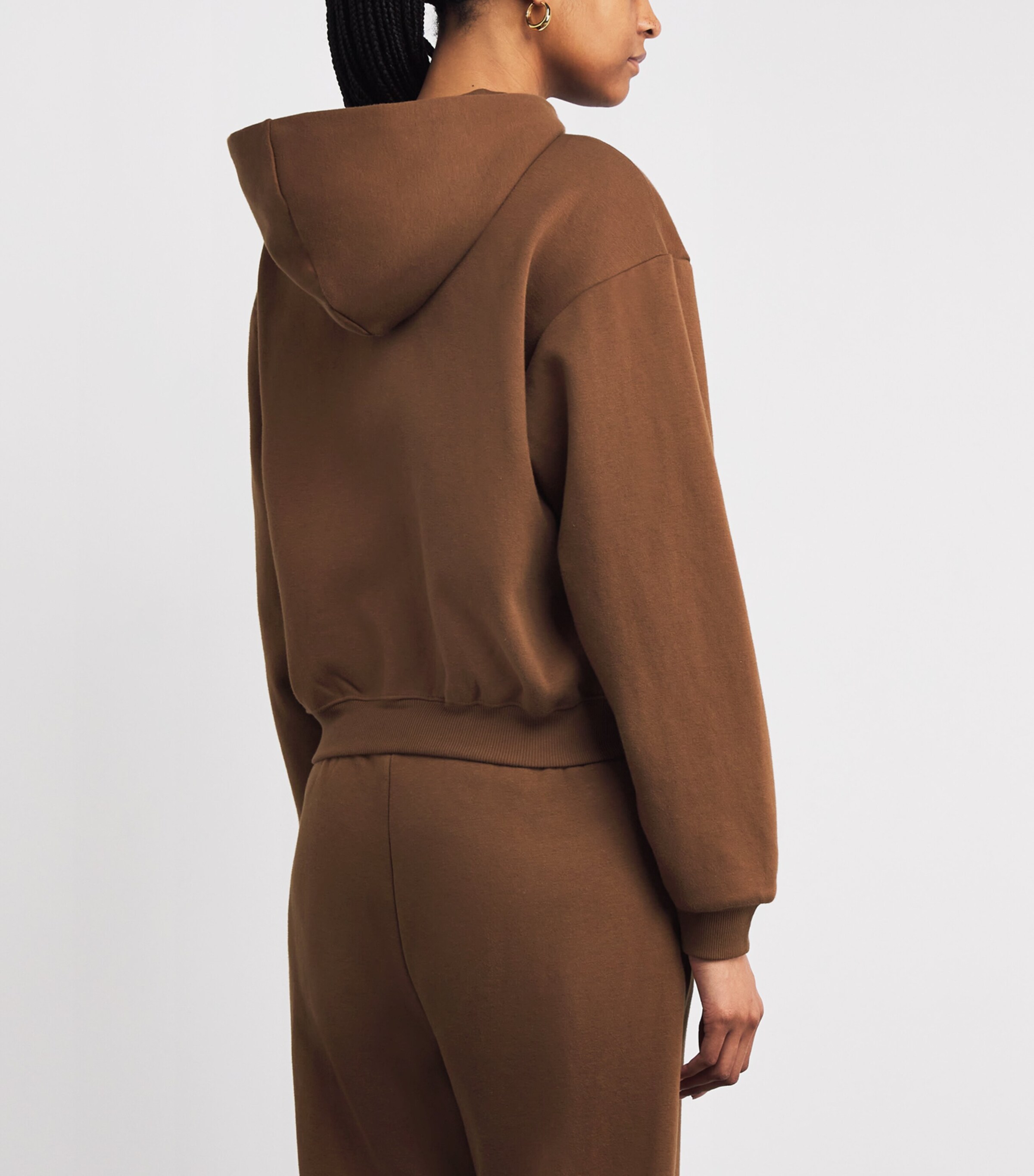 Cotton-Blend Fleece Zip-Up Hoodie BISON Image 4