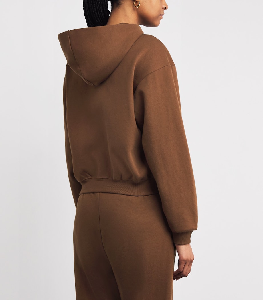 Cotton-Blend Fleece Zip-Up Hoodie BISON Image 4