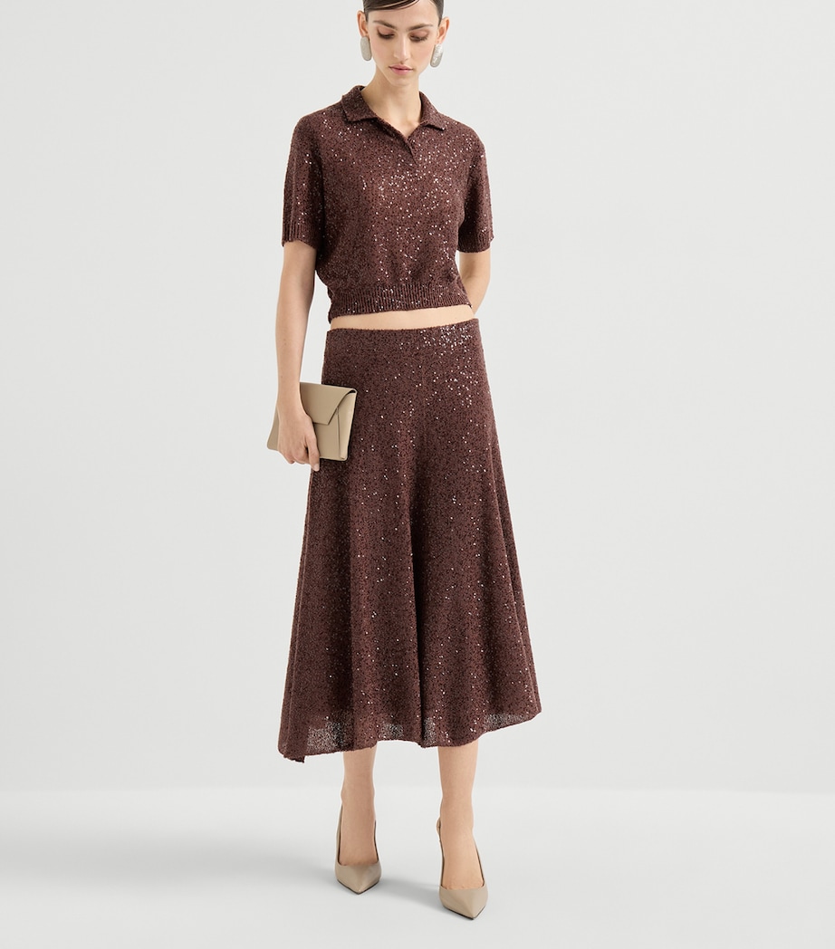 Brunello Cucinelli Womens Linen-Cashmere-Silk Midi Skirt Image 2