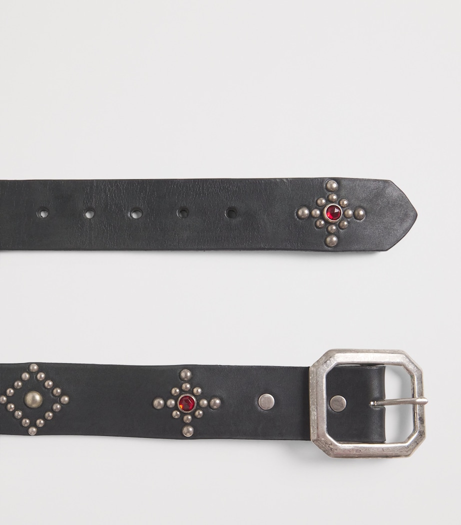 Leather Studded Santa Fe Belt BLACK Image 4