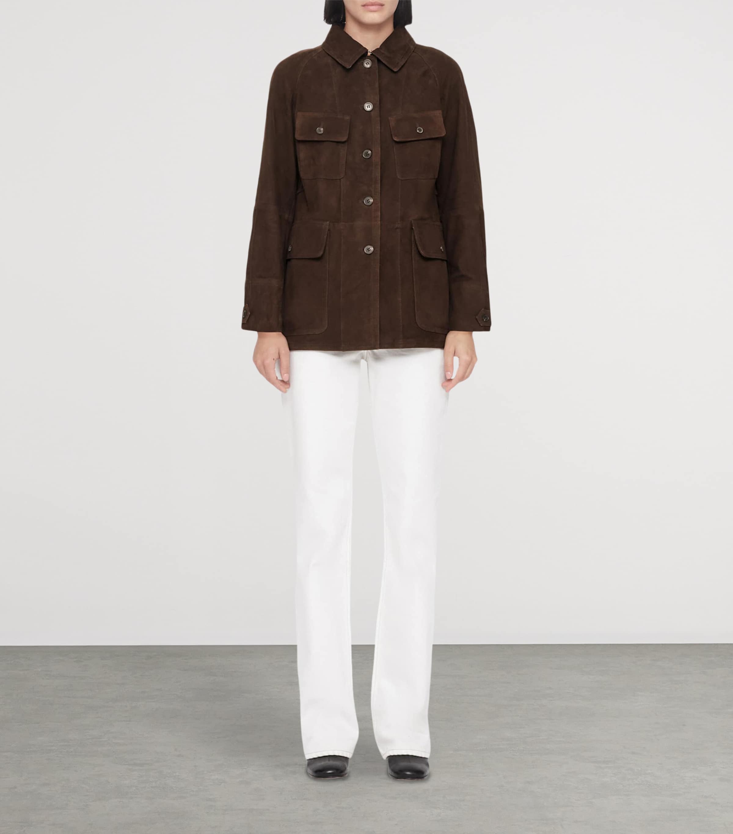 AllSaints Womens Suede Roiya Hunting Jacket Fango Brown Image 2
