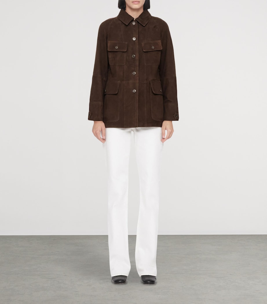 AllSaints Womens Suede Roiya Hunting Jacket Fango Brown Image 2