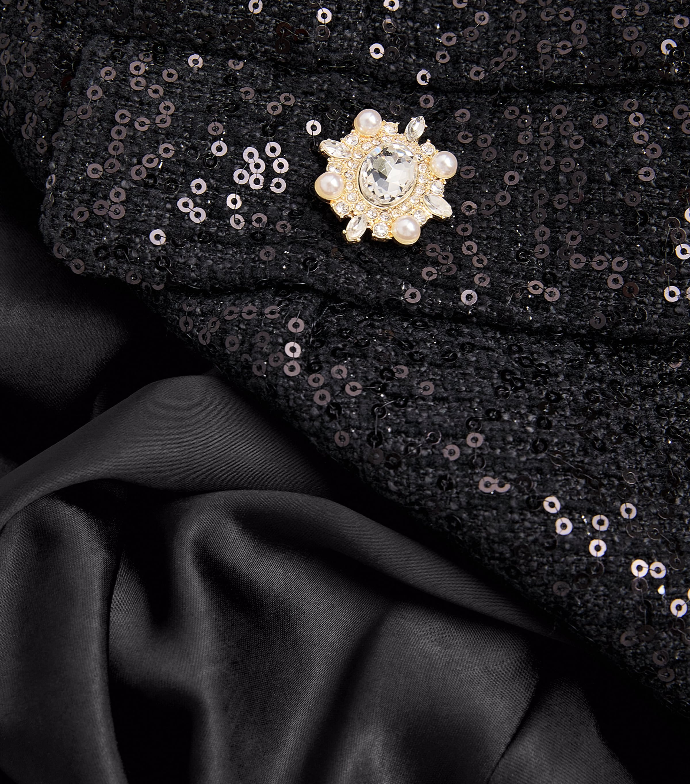 Satin Sequin-Embellished Maxi Dress BLACK Image 5