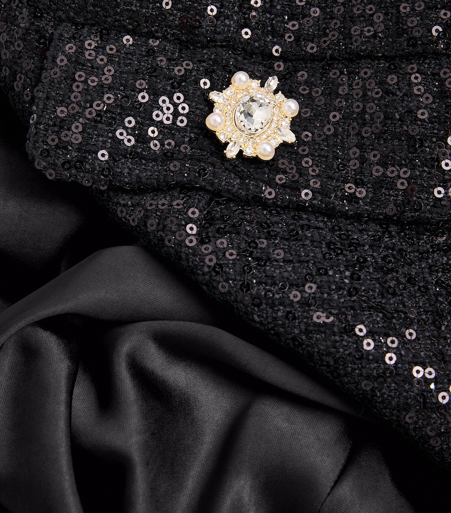 Satin Sequin-Embellished Maxi Dress BLACK Image 5