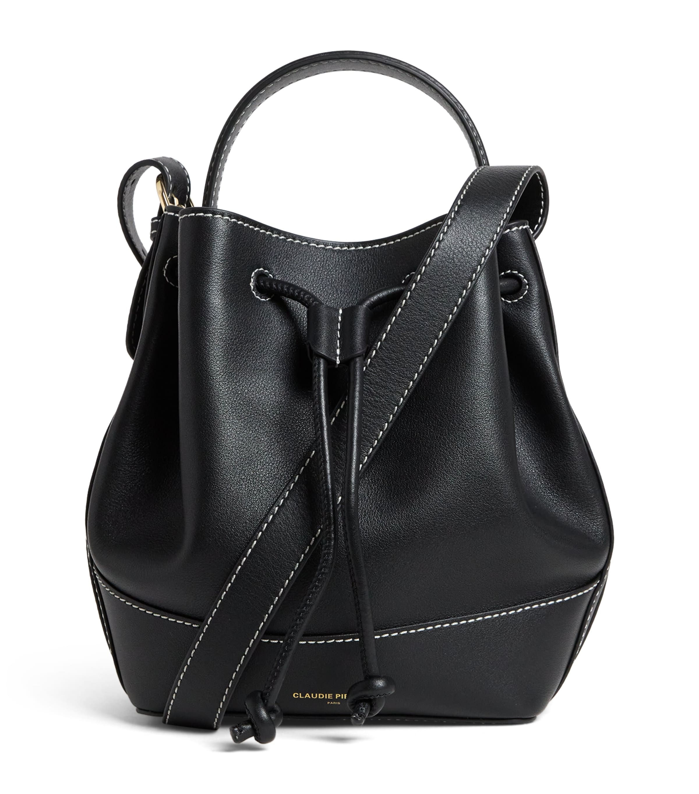 Claudie Pierlot Leather Alvan Bucket Bag In Black
