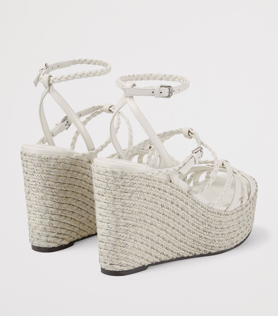 Jimmy Choo Nyra 100 Leather Wedge Sandals Latte/natural Image 5