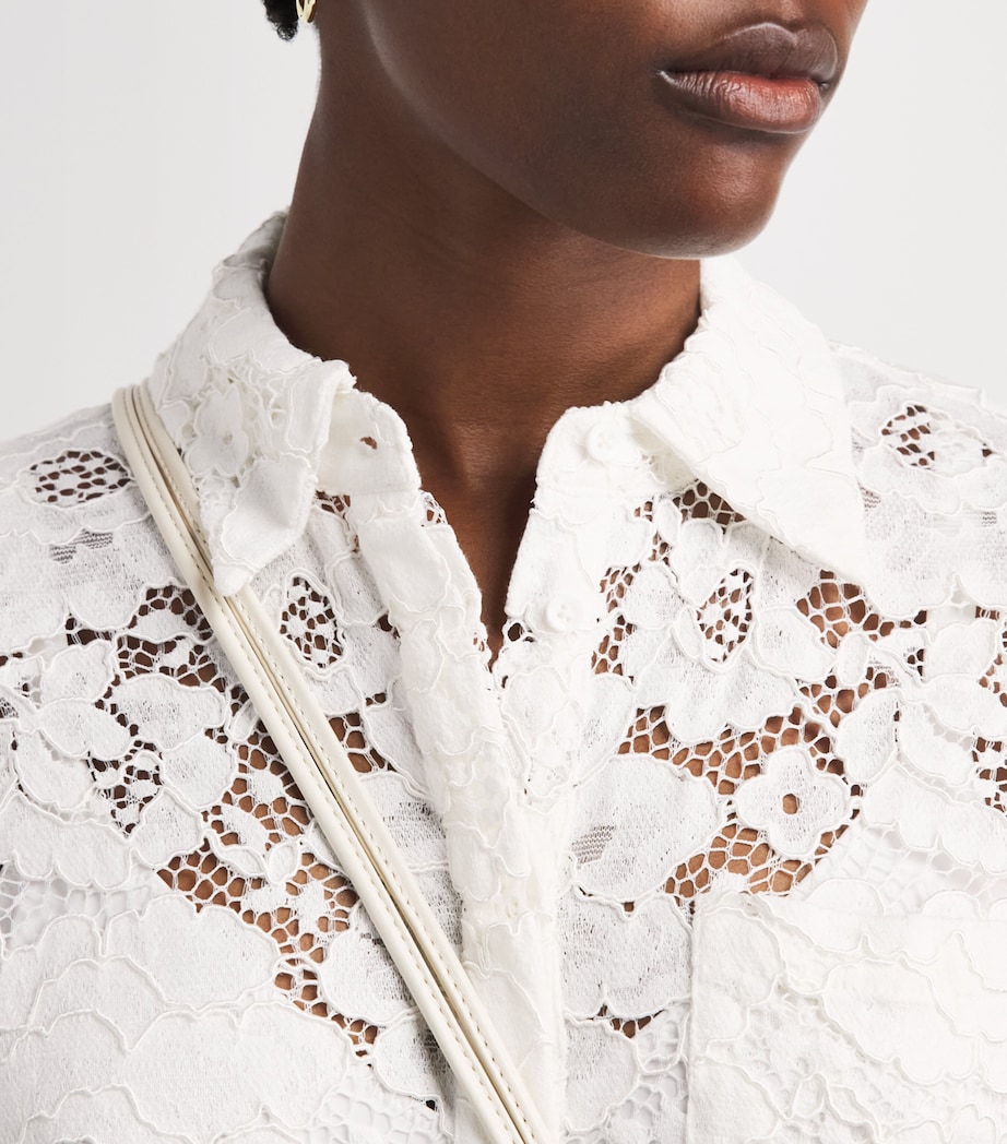 Alice+Olivia Womens Lace Lane Shirt Off White Image 3