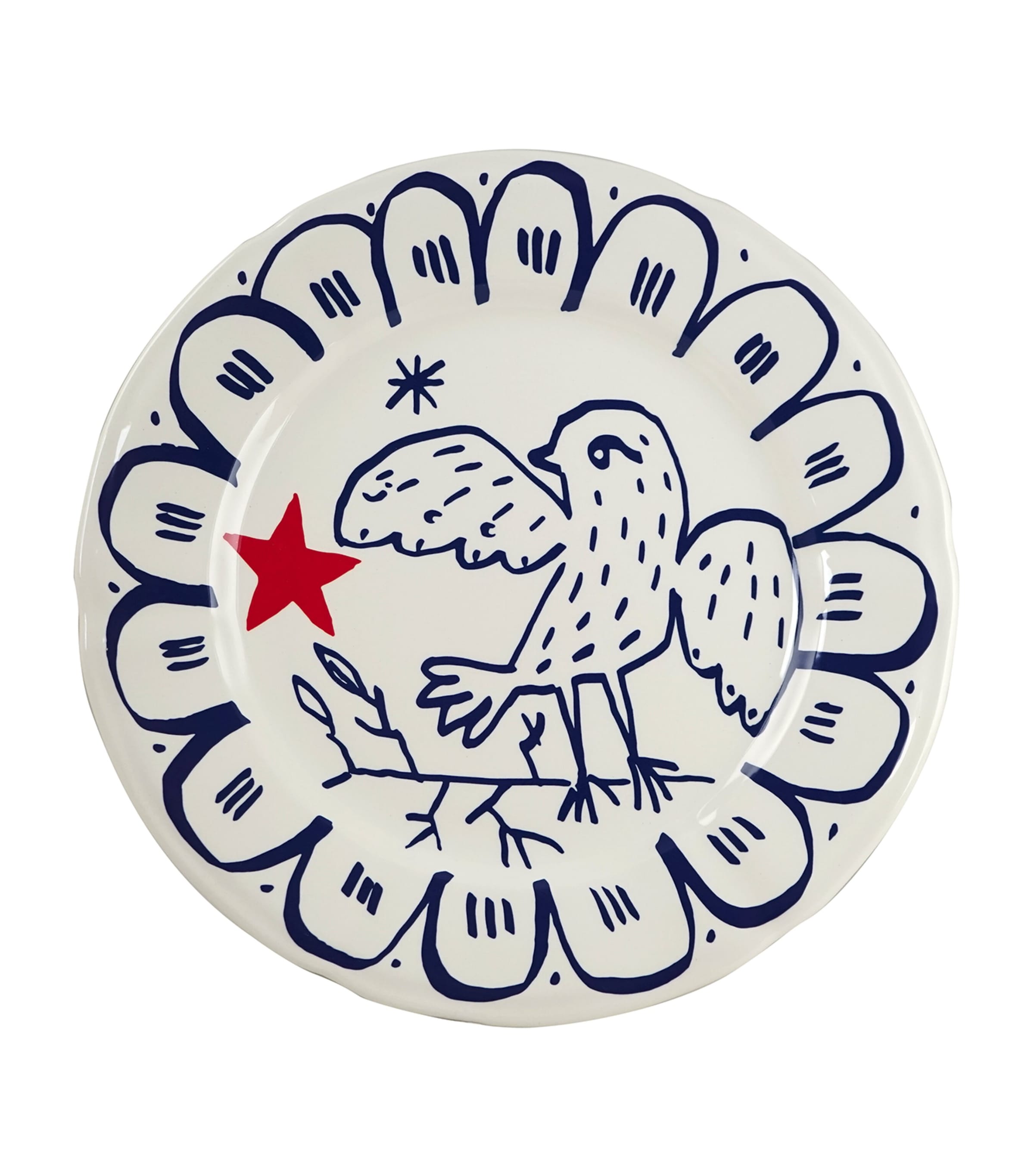 Set of 6 L'Archipel Sentimental Dinner Plates (27cm) WHITE, BLUE Image 2