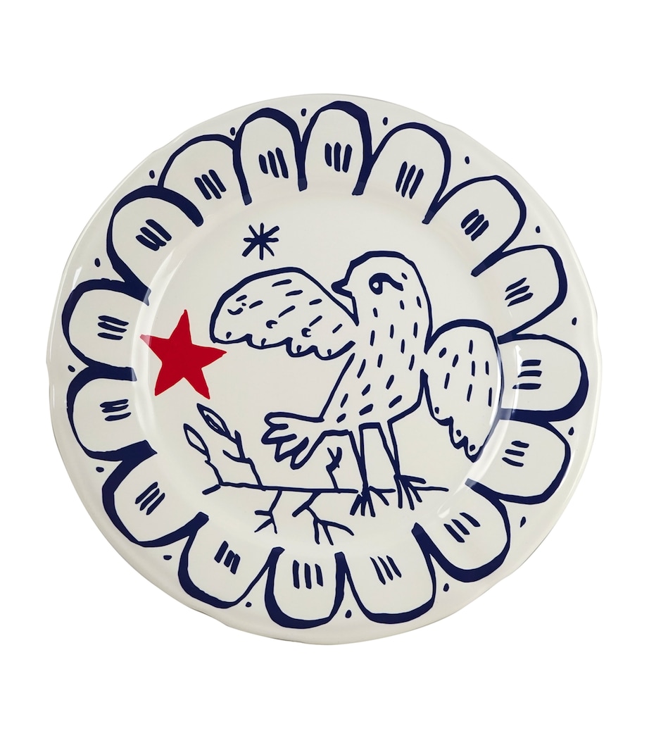 Set of 6 L'Archipel Sentimental Dinner Plates (27cm) WHITE, BLUE Image 2