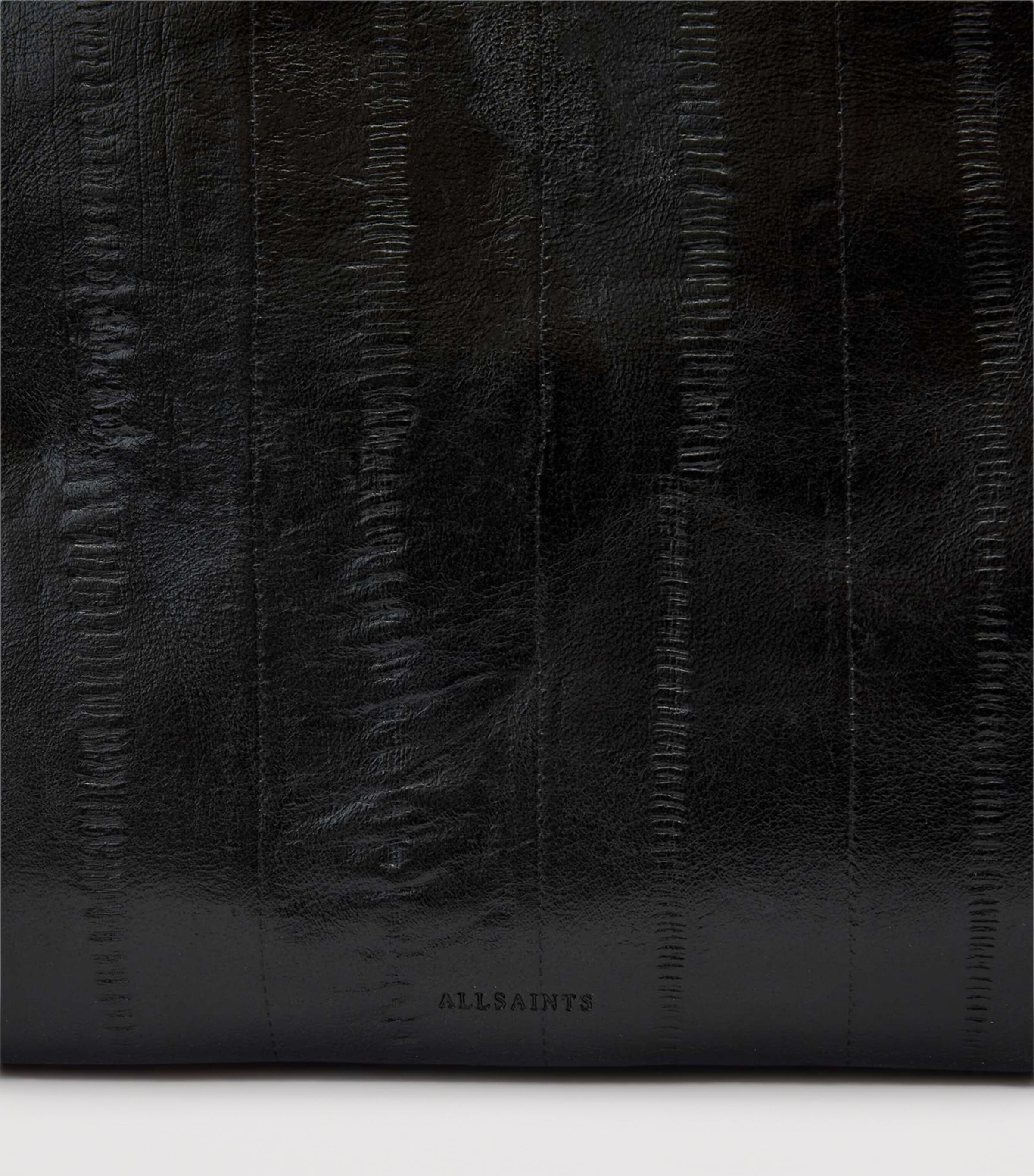 Leather Eel-Embossed Bettina Clutch Bag BLACK Image 6