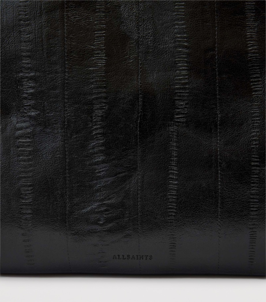 Leather Eel-Embossed Bettina Clutch Bag BLACK Image 6