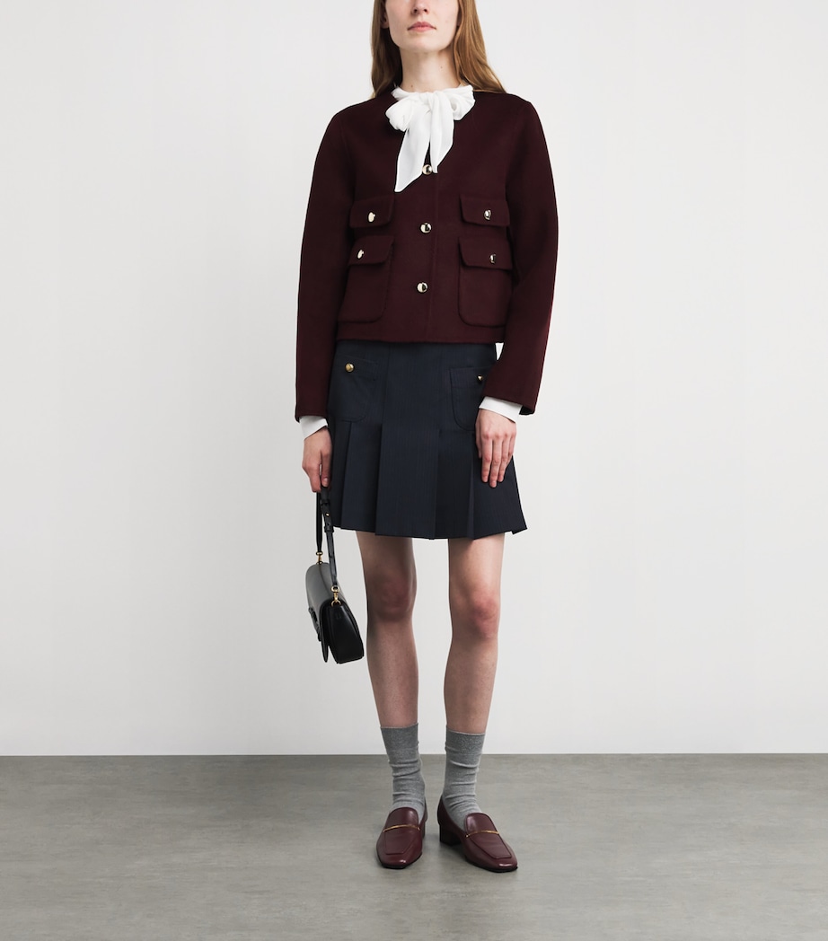 Wool-Blend Reversible Bomber Jacket BURGUNDY Image 2