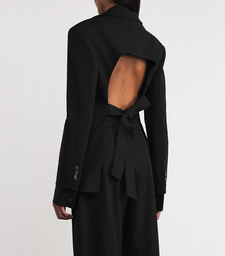 Wool Open-Back Blazer BLACK Image 3
