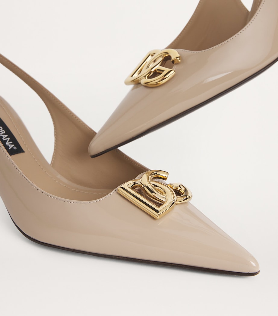 Patent Leather Logo Slingback Pumps 60 8H005-CAPPUCCINO Image 7
